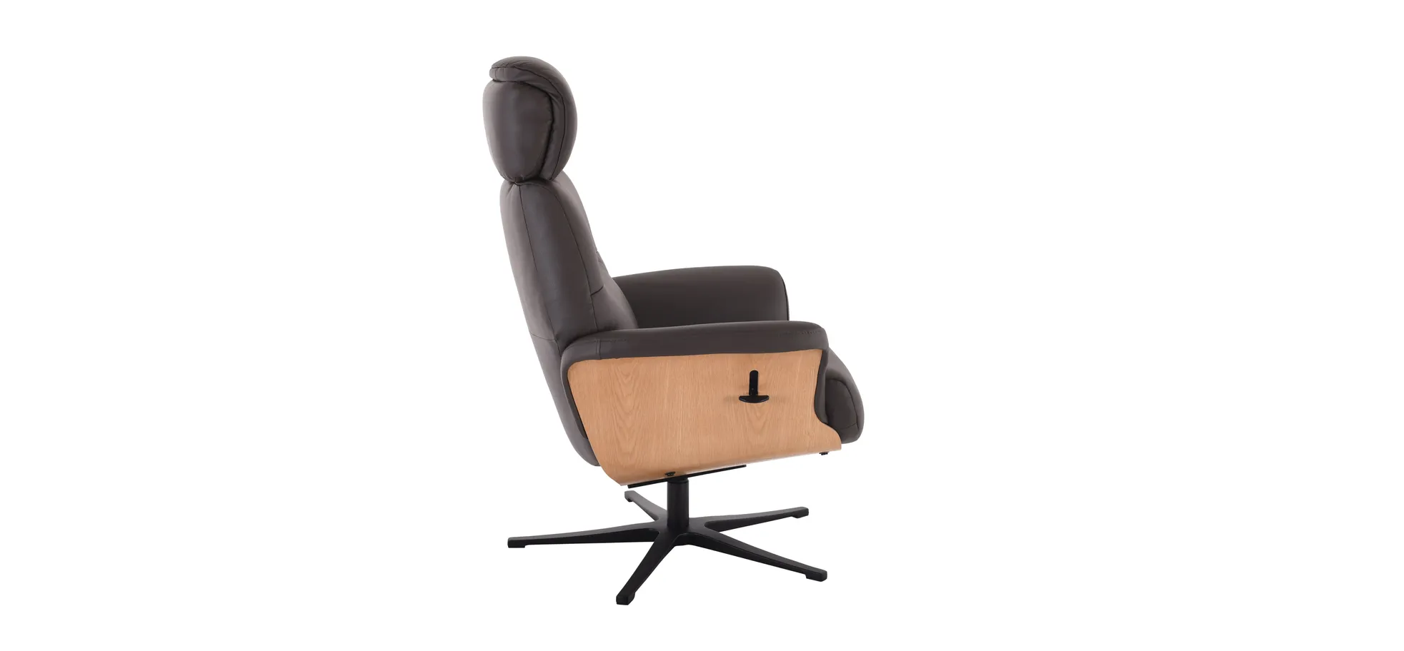Relaxsessel mit Hocker, Leder dunkelbraun - Moani