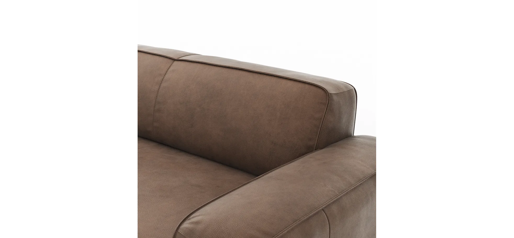 Ecksofa Denver - Longchair links mit 2,5-Sitzer, Leder, Braun