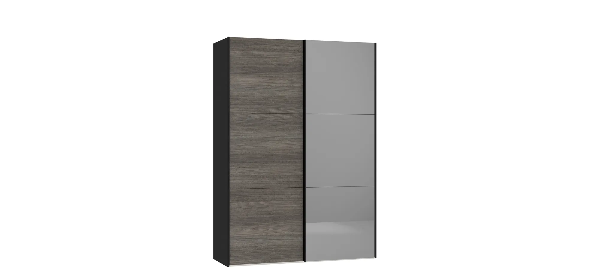 Schwebetürenschrank JOIN IT- B ca. 152 cm, Schwarz, Dunkelgrau, Spiegel, Dunkel