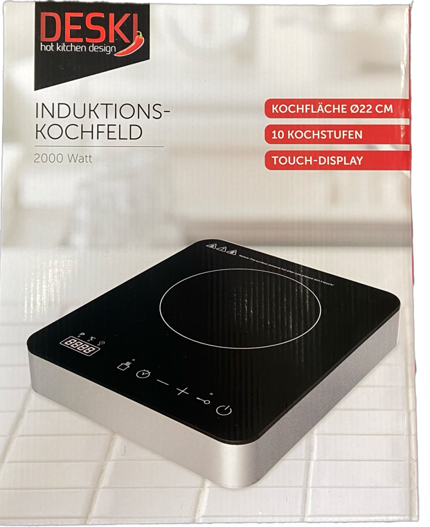 Induktionskochfeld 22cm Deski - 2000watt, LED-Touch, 27,2x31,2x6,2cm