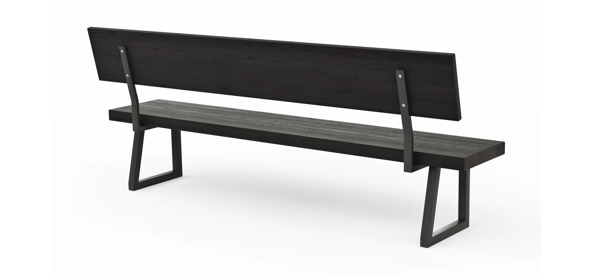 Holzbank Clifton - mit Rückenlehne, Breite ca. 220 cm, Zerreiche massiv, smoked