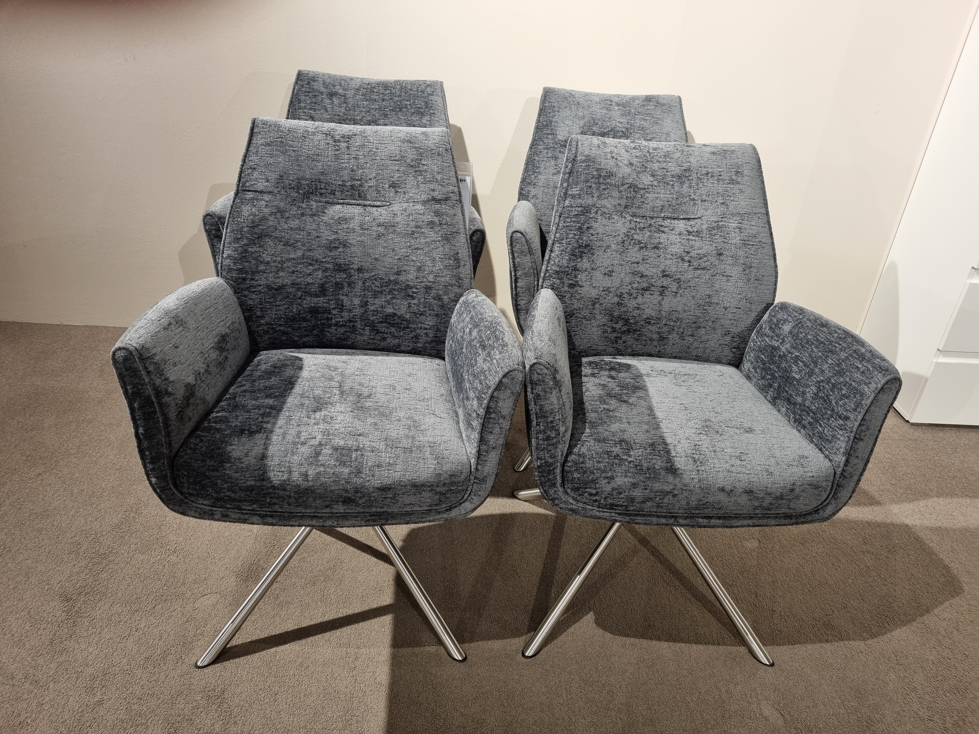 Stuhlsatz, Bezug Chenille-Optik anthrazit - Mykon 993