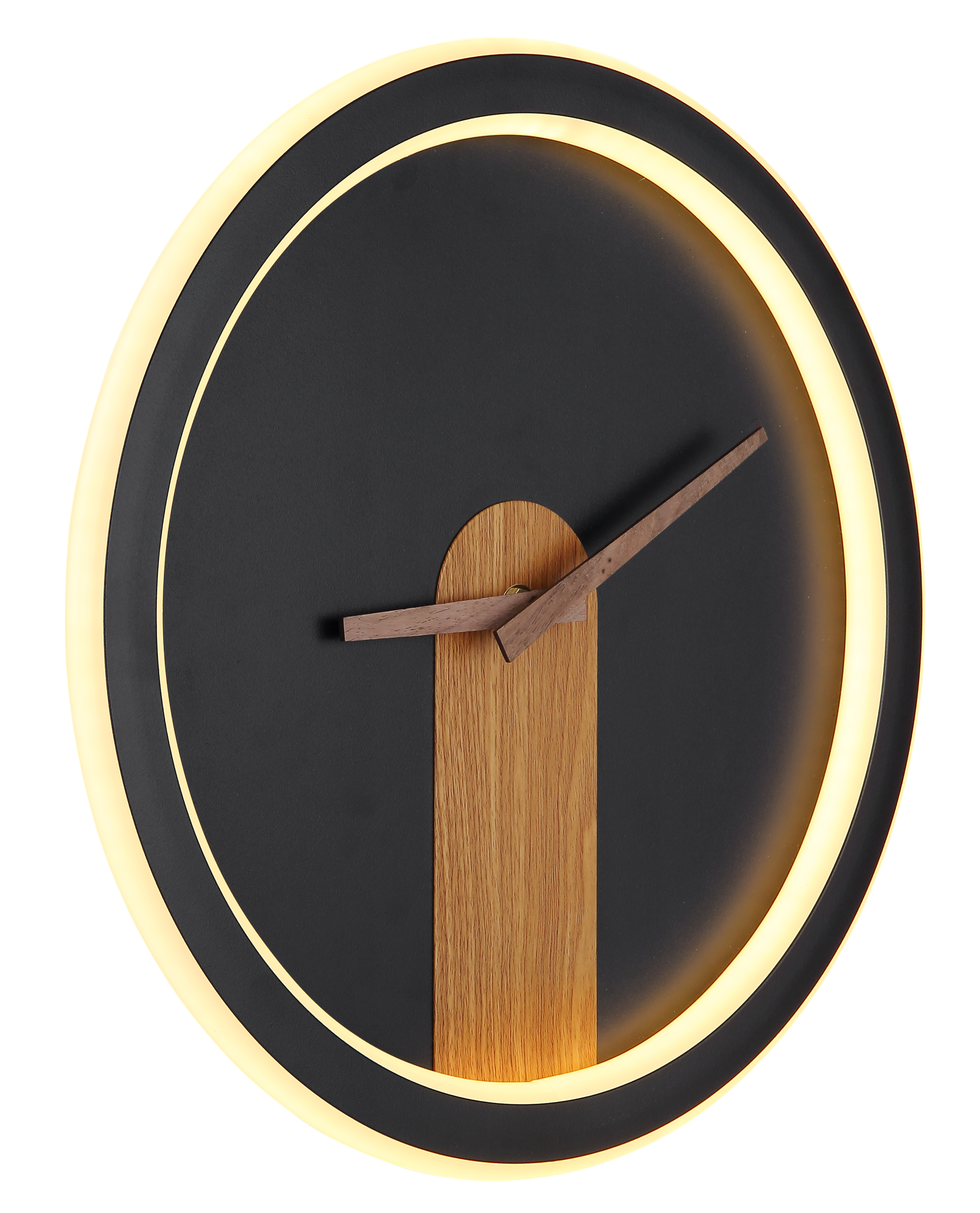 Wanduhr  - schwarz, Metall/Holzoptik