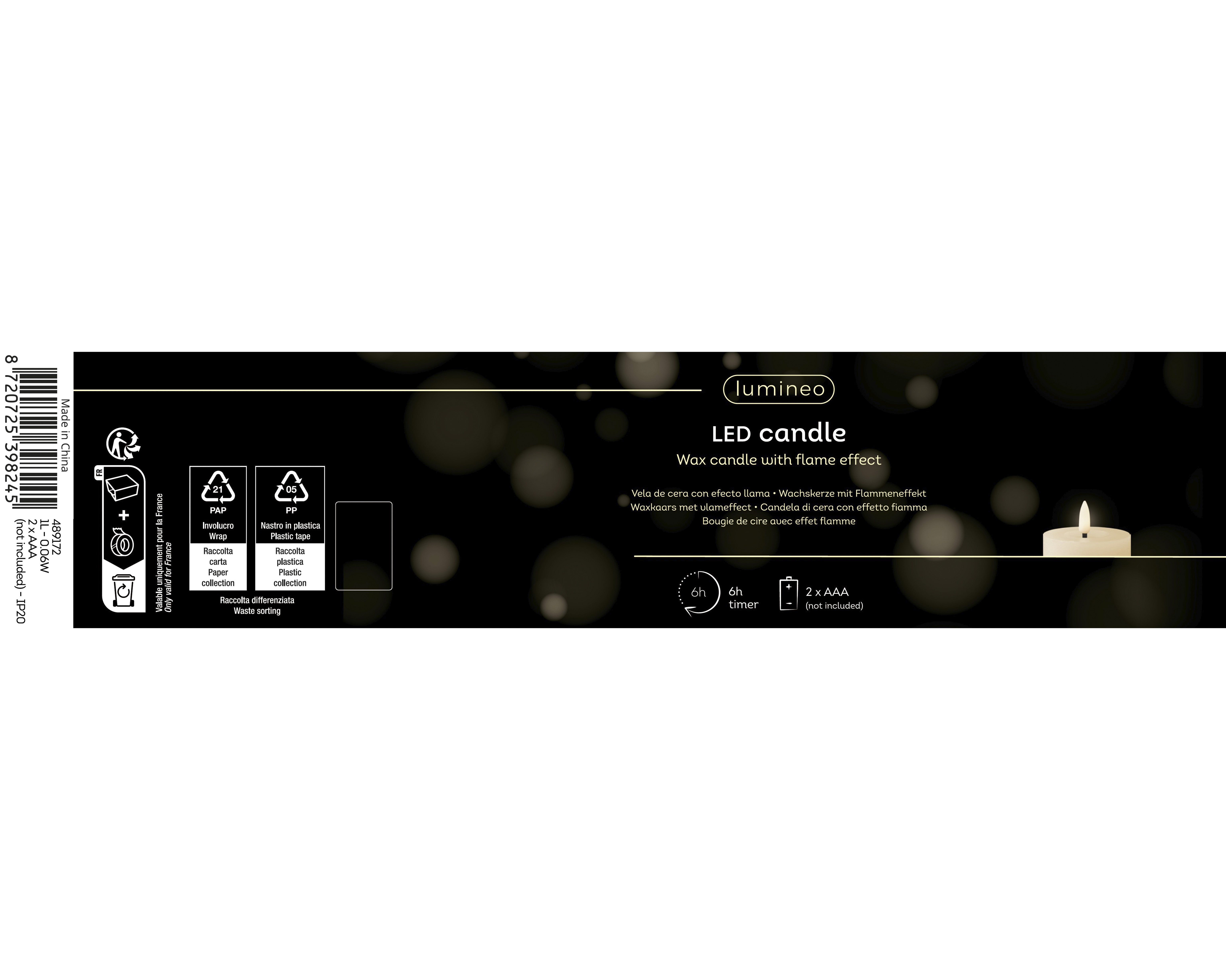 LED Kerze Wachs - grün, Ø7.00-H19.00cm-1L