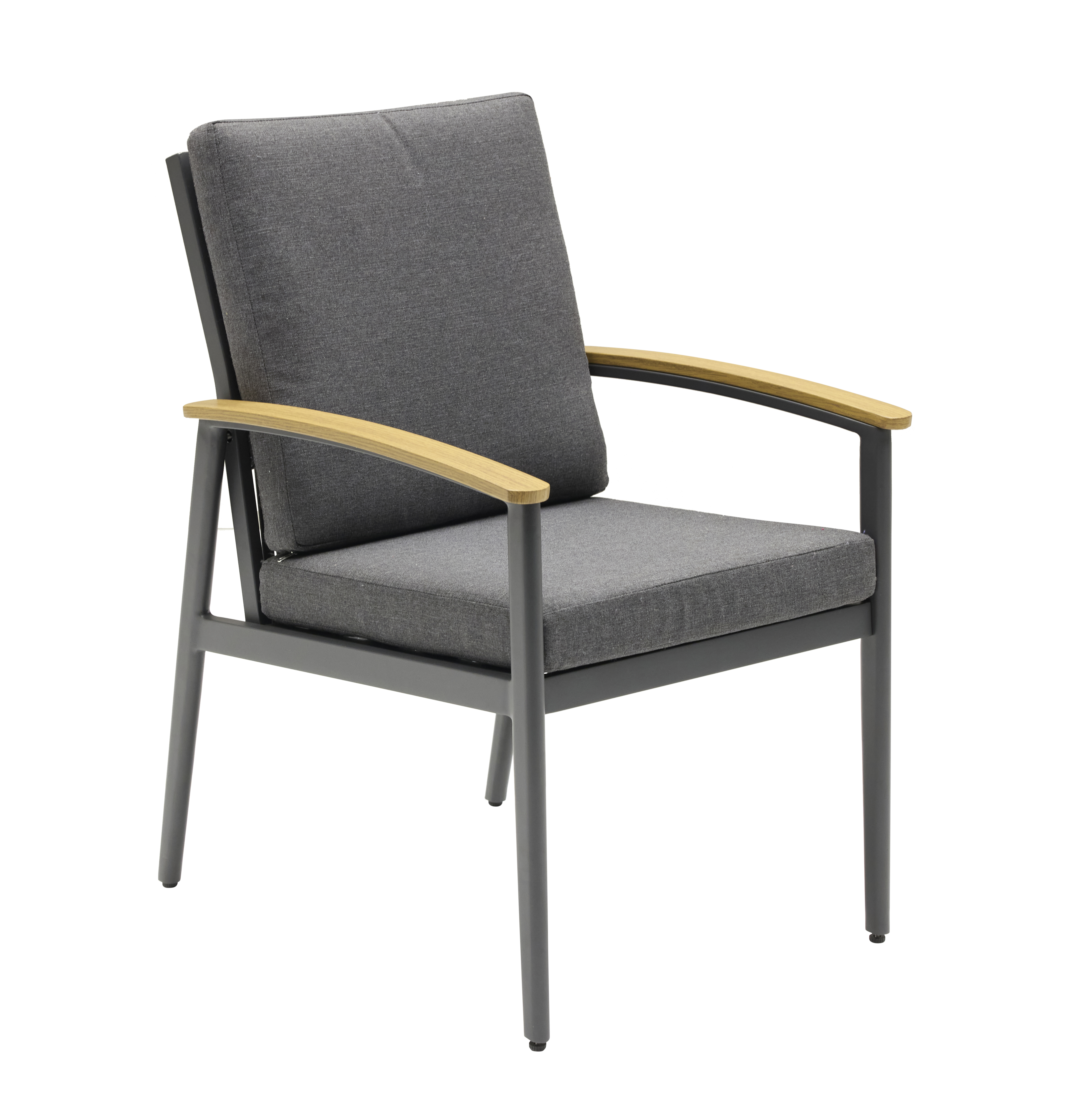 Armlehnstuhl, Teak-Armlehnen, grau - Avento