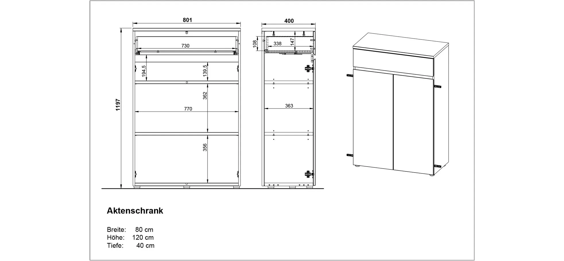 Aktenschrank GRIFFIN - B ca. 80 cm, Graphit, Eiche Nachbildung Aktenschrank GRIFFIN - B ca. 80 cm, Graphit, Eiche Nachbildung