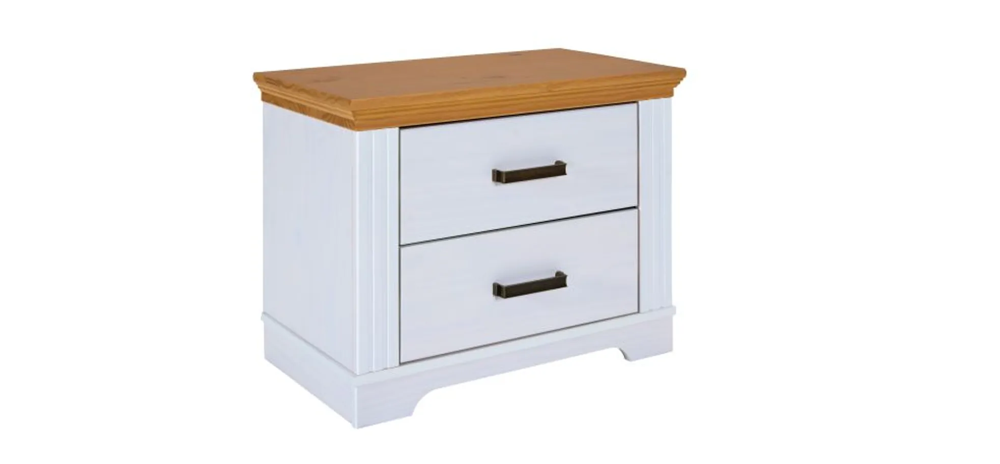 Nachtkommode - B ca. 68 cm, Weiß, Oak Colori
