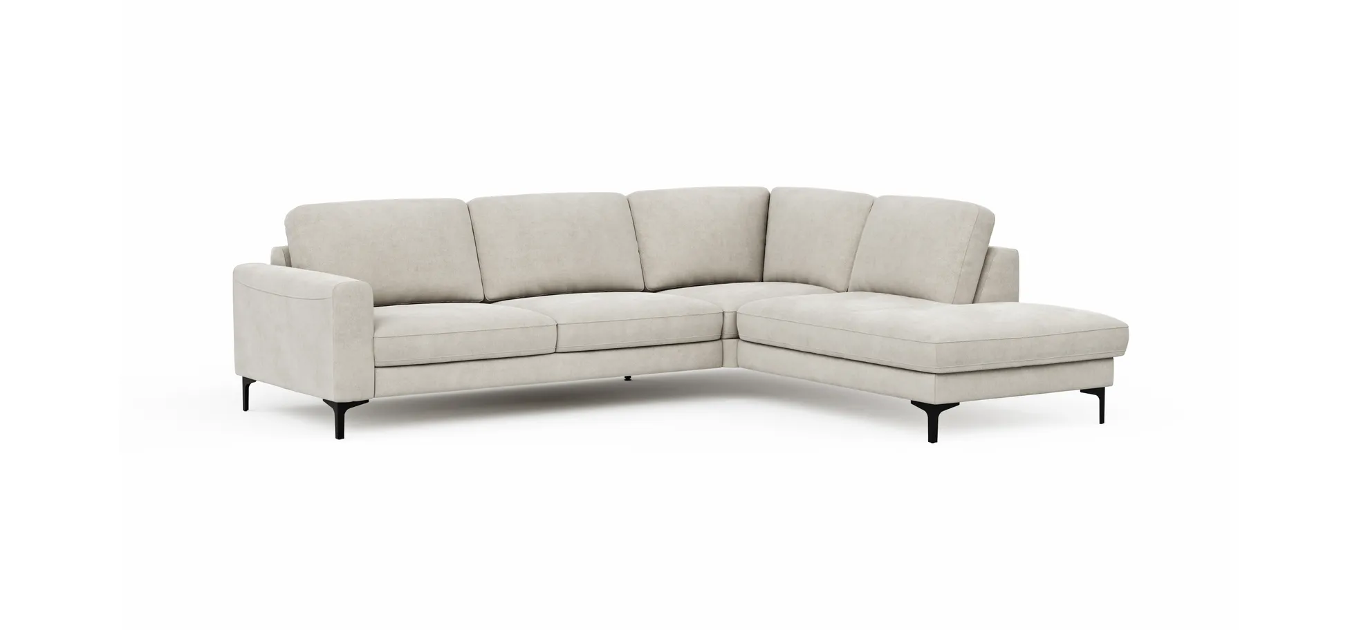 Ecksofa Oviedo - Ecke links mit 2,5-Sitzer, Stoff, Natur