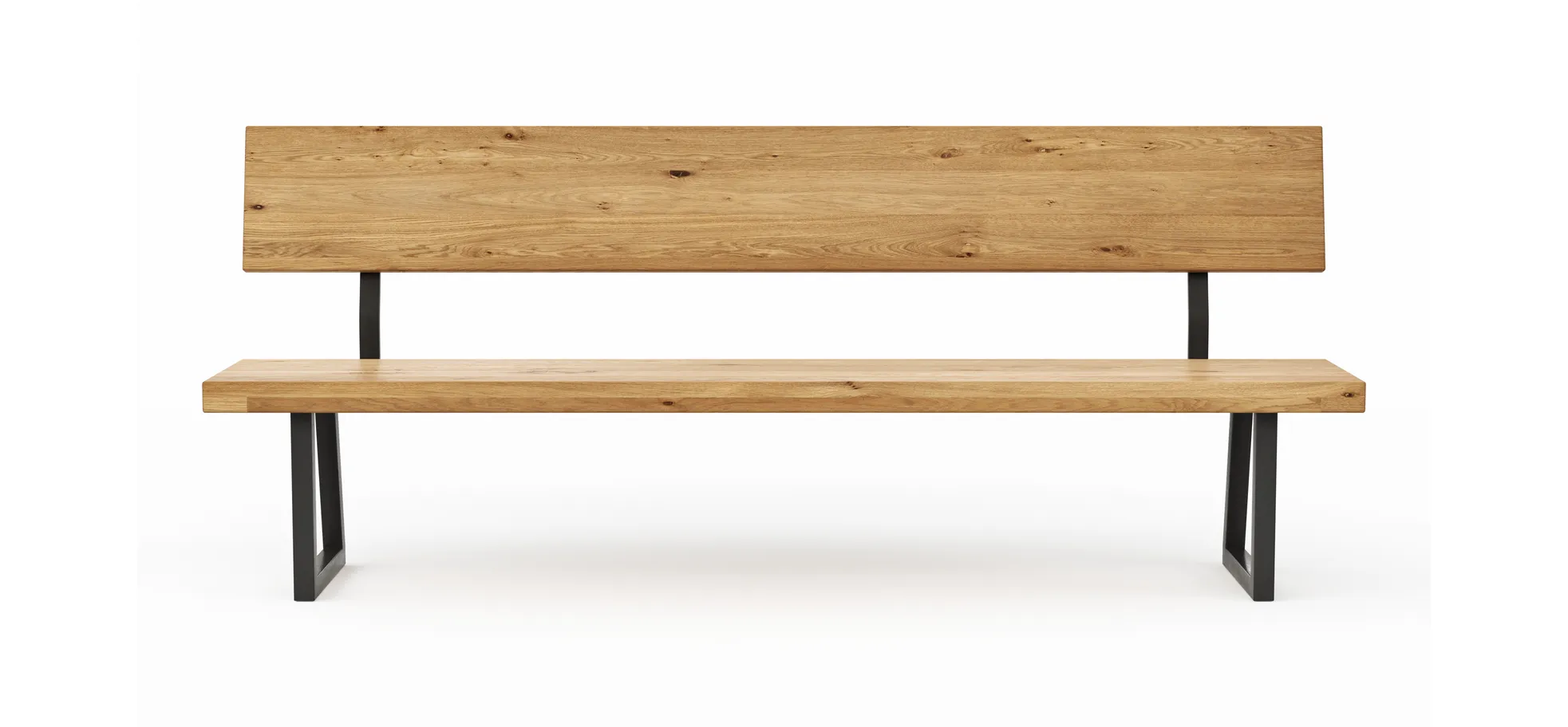 Holzbank Clifton - mit Rückenlehne, Breite ca. 220cm, Wildeiche massiv, natur