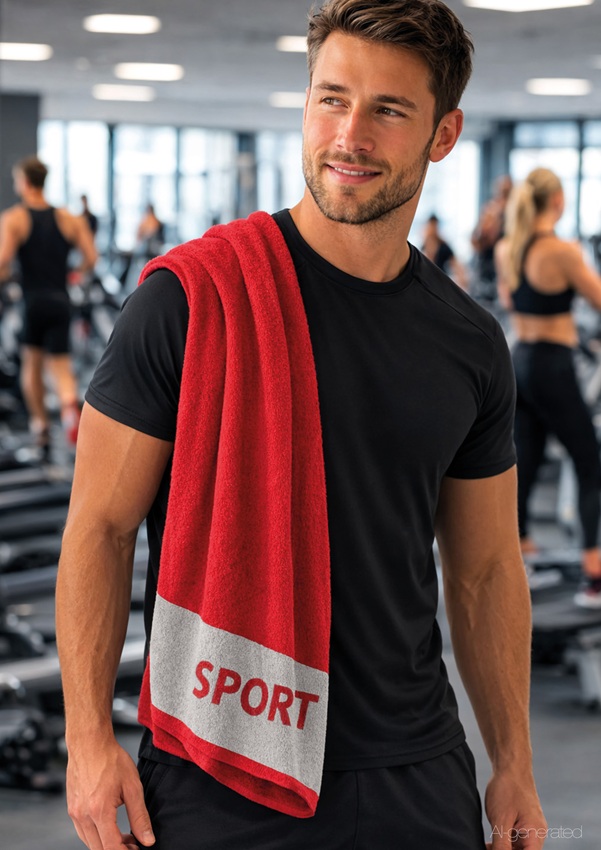 Fitnesstuch Sport, ca. 50x130cm, rot - Fitness- & Gym-Towel