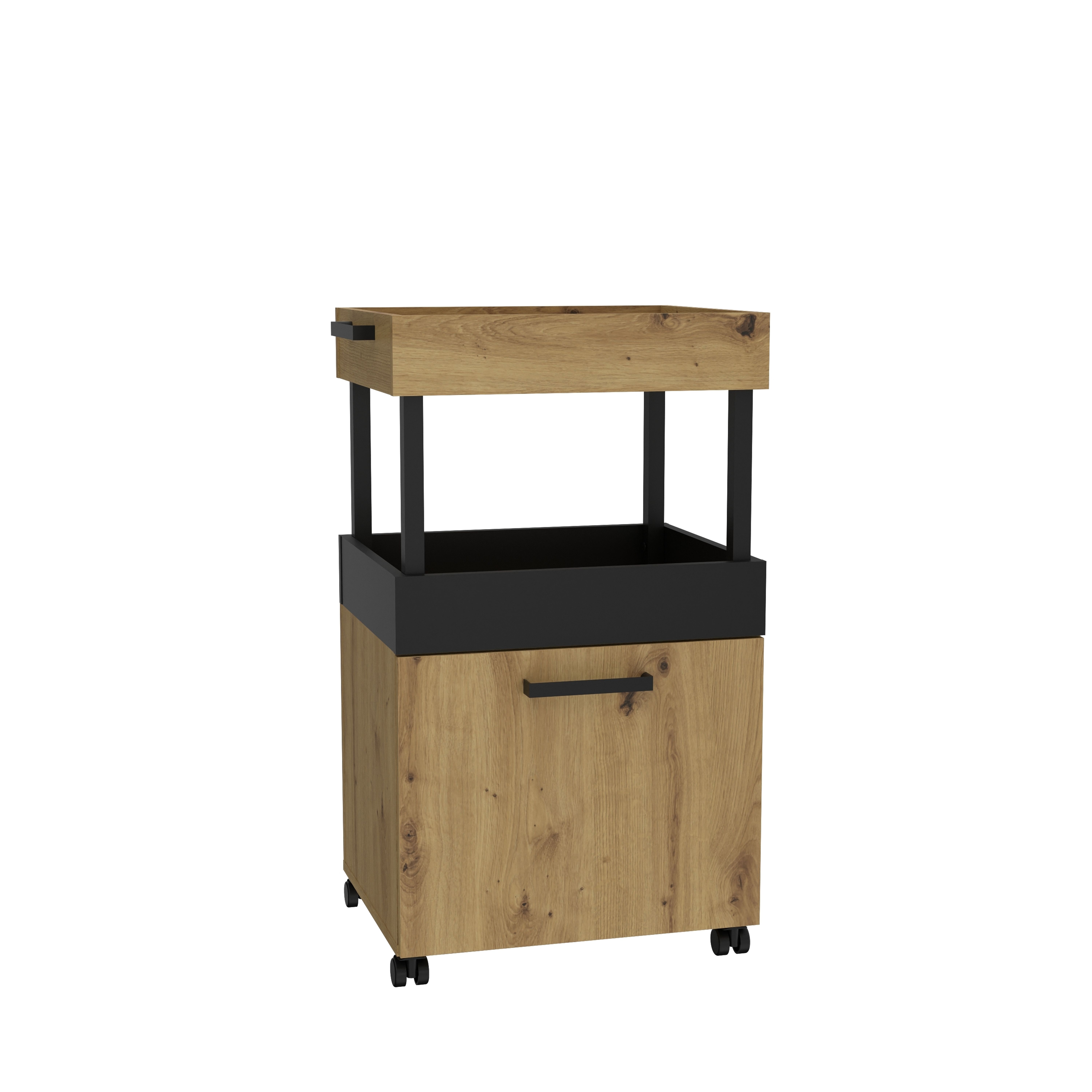 Minibar, Artisan Eiche, schwarz - Franka