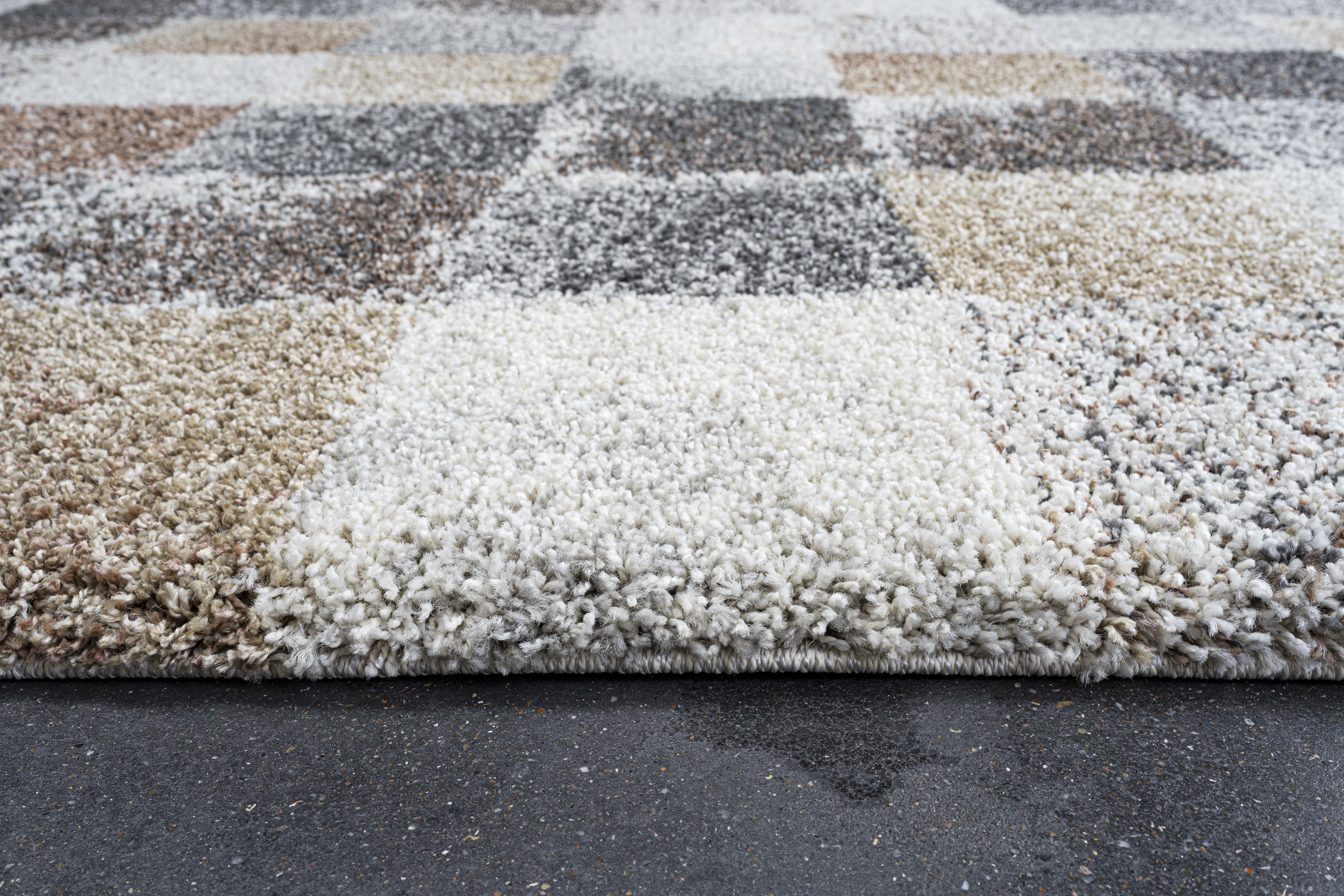 Webteppich, grau-goldfarben-braun, 80x150 cm  - Rehari