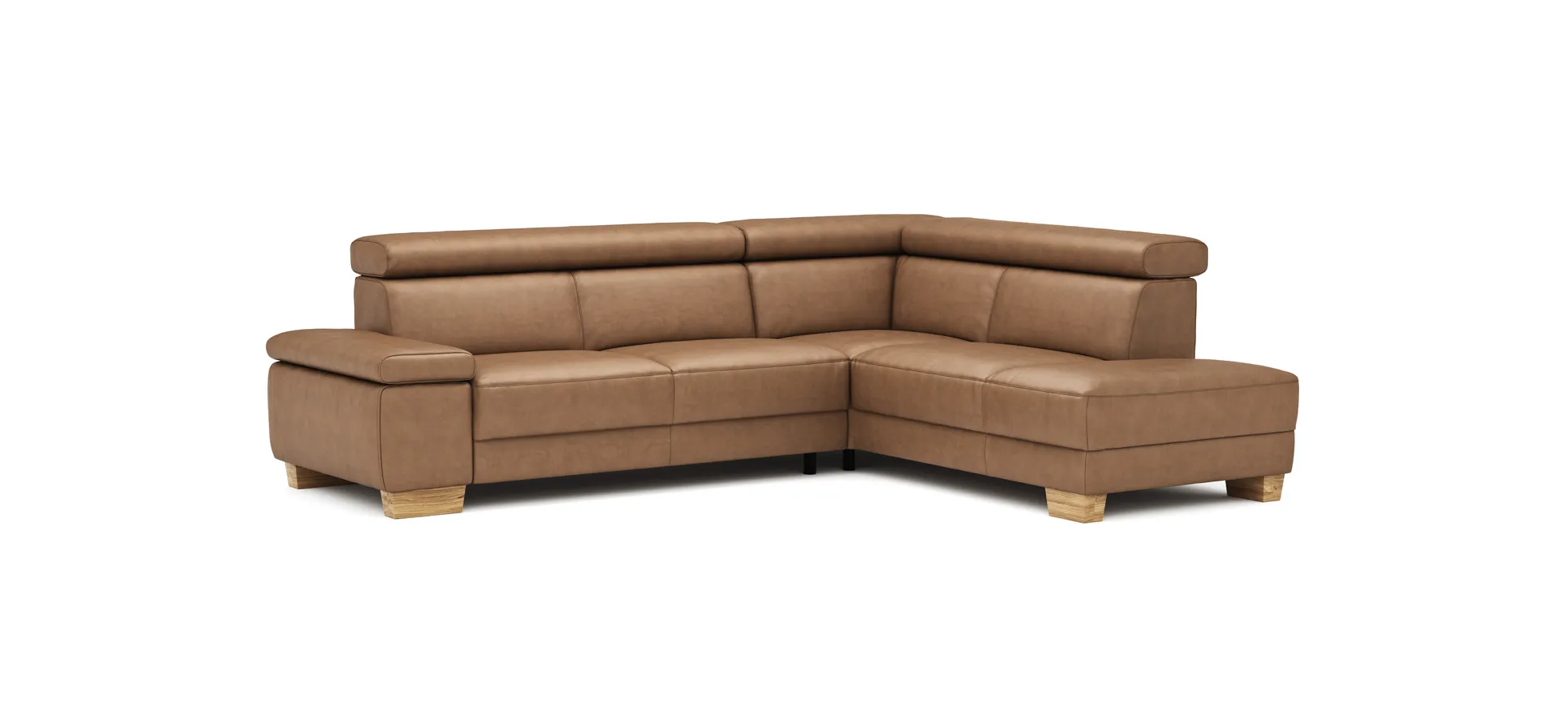 Ecksofa Philadelphia - 2,5-Sitzer, Ecke rechts, Kopfteil verstellbar (manuell), Stoff, Braun