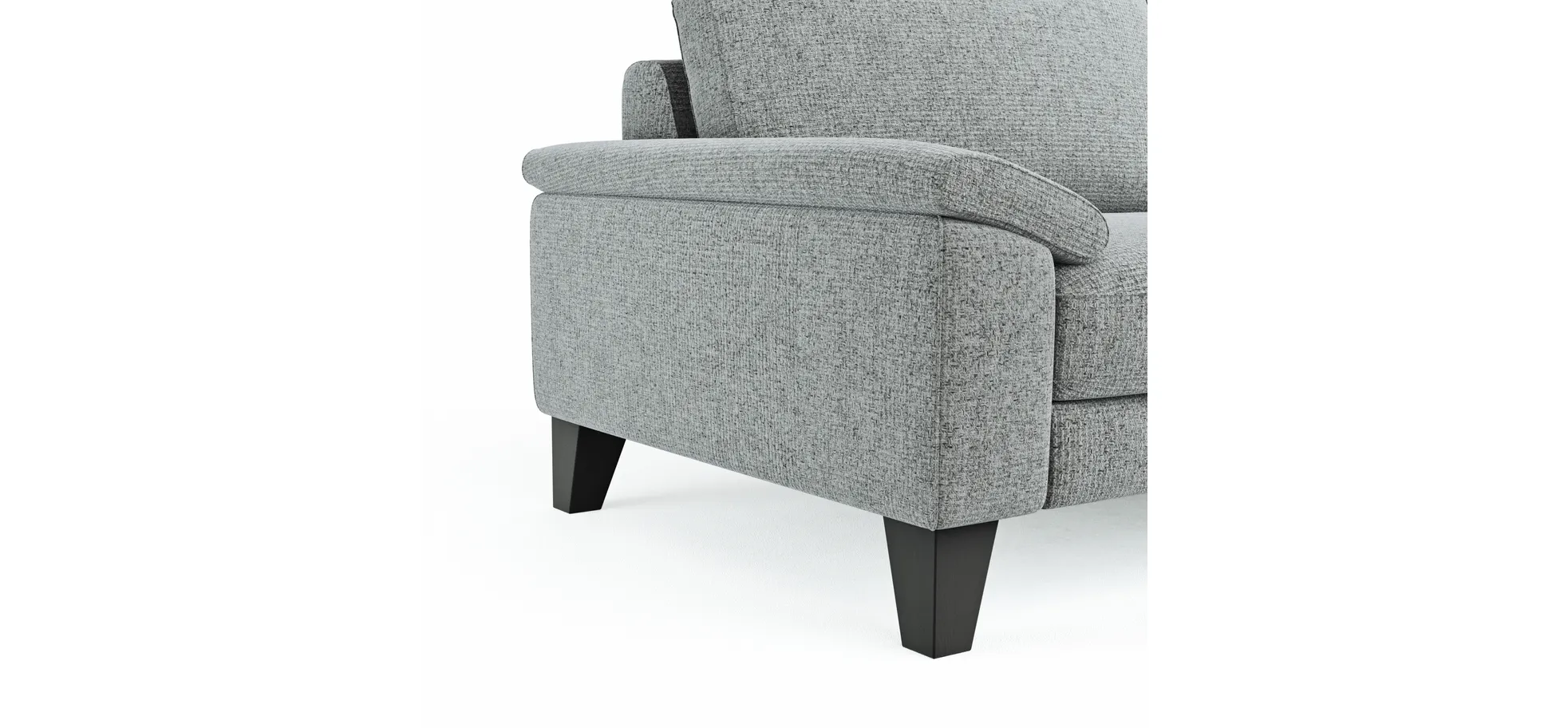 Ecksofa Oviedo - 2,5-Sitzer mit Ecke rechts inkl. Drehsitz, Stoff, Hellgrau