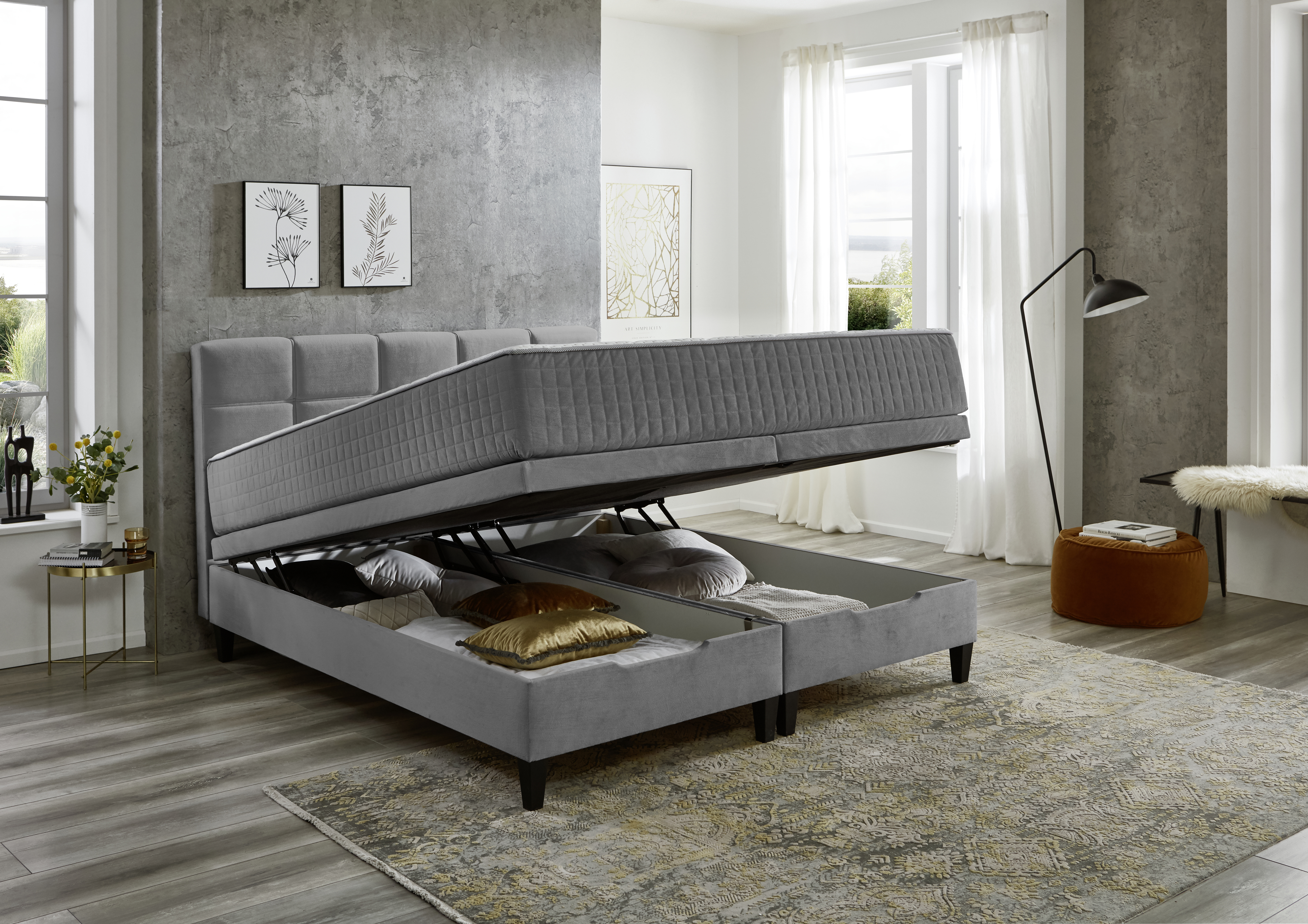 Boxspringbett, grau - MyStyle 3085