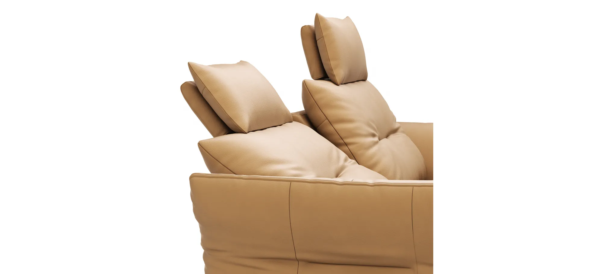 Sofa Bahia - 2-Sitzer inkl. Kopfstütze/ Armlehne verstellbar und Relaxfunktion (motorisch), Leder, Kurkuma