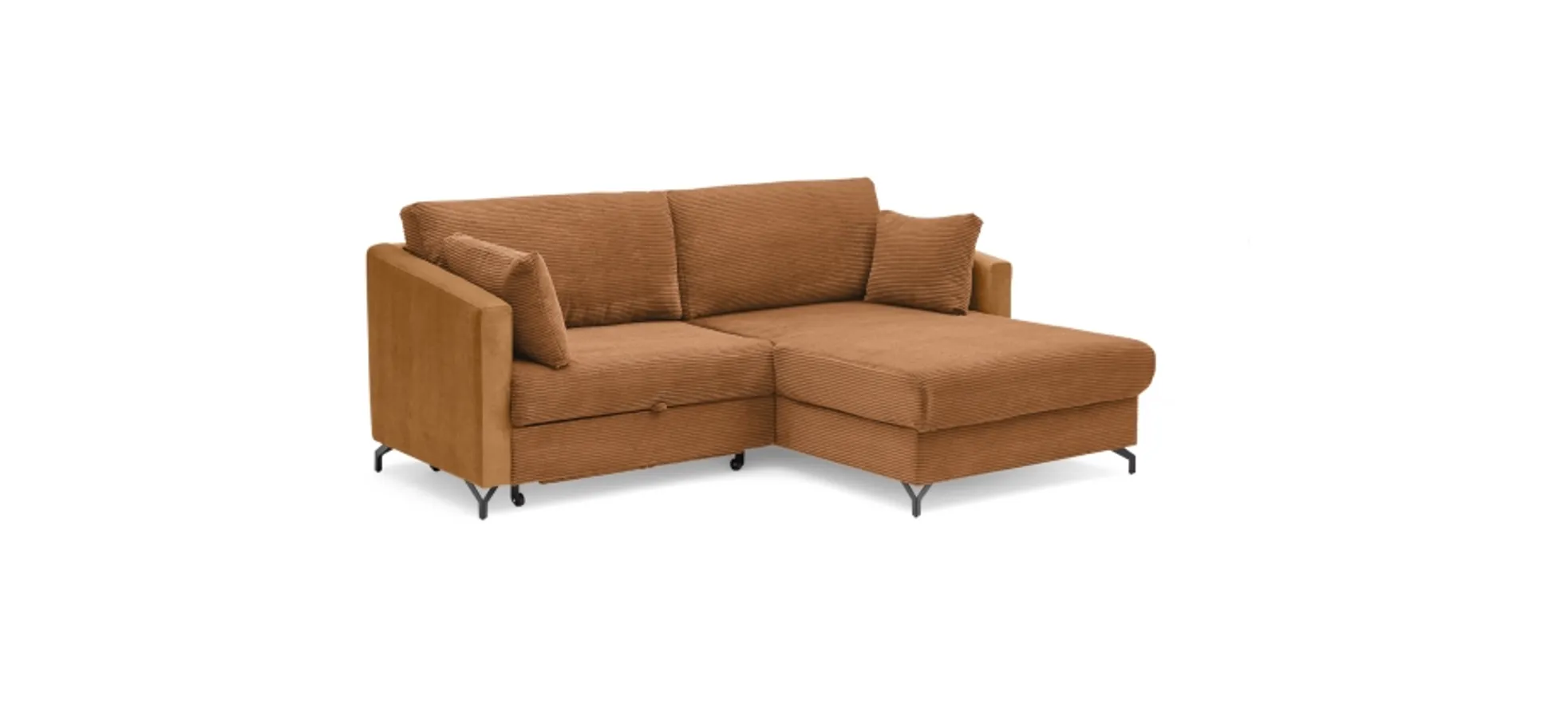 Ecksofa - 1,5-Sitzer, Ecke rechts inkl. Schlaffunktion und Bettkasten, Stoff, Kupfer