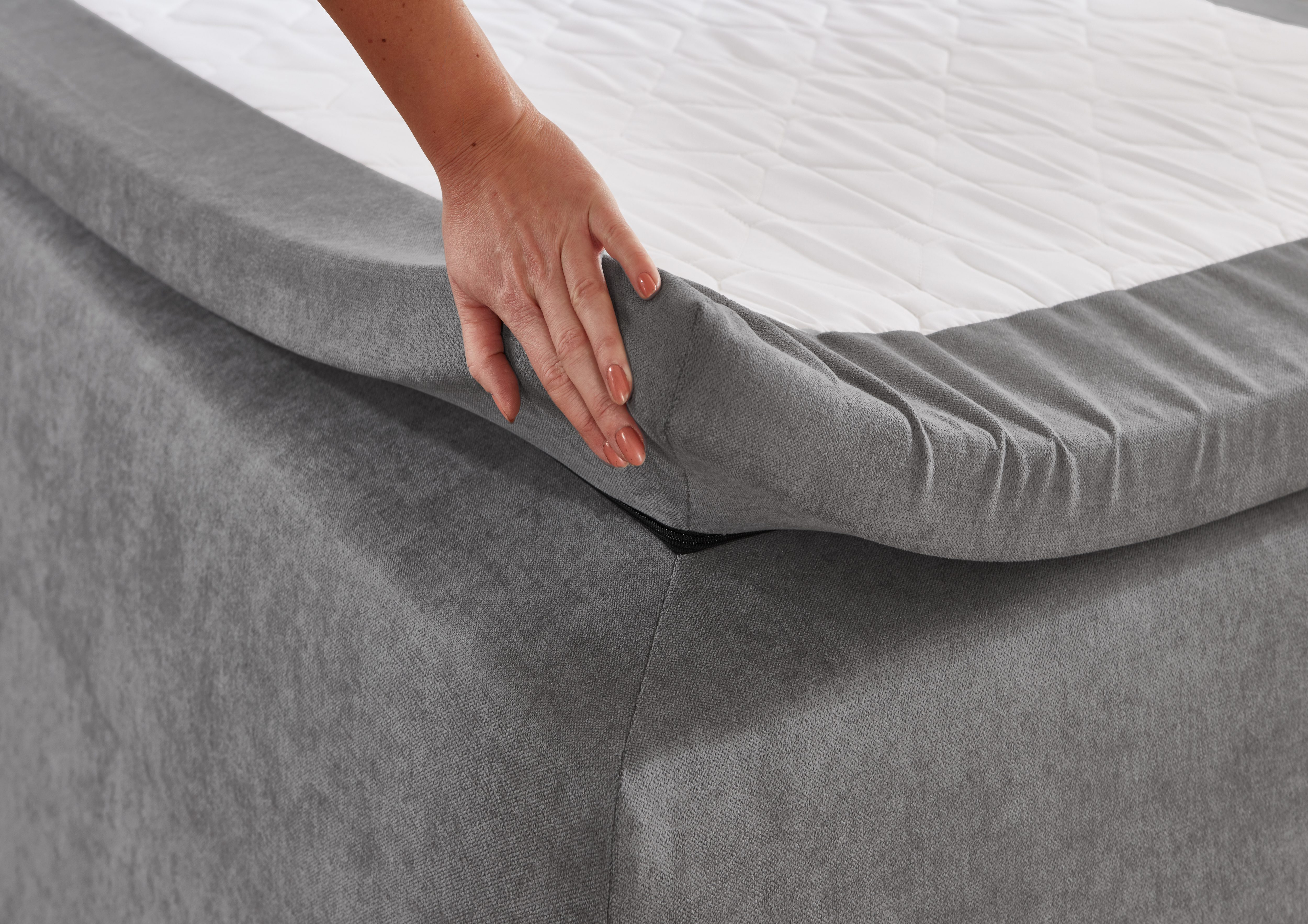 Boxspringbett, grau, mit Topper, 120x200 - MyStyle 3083