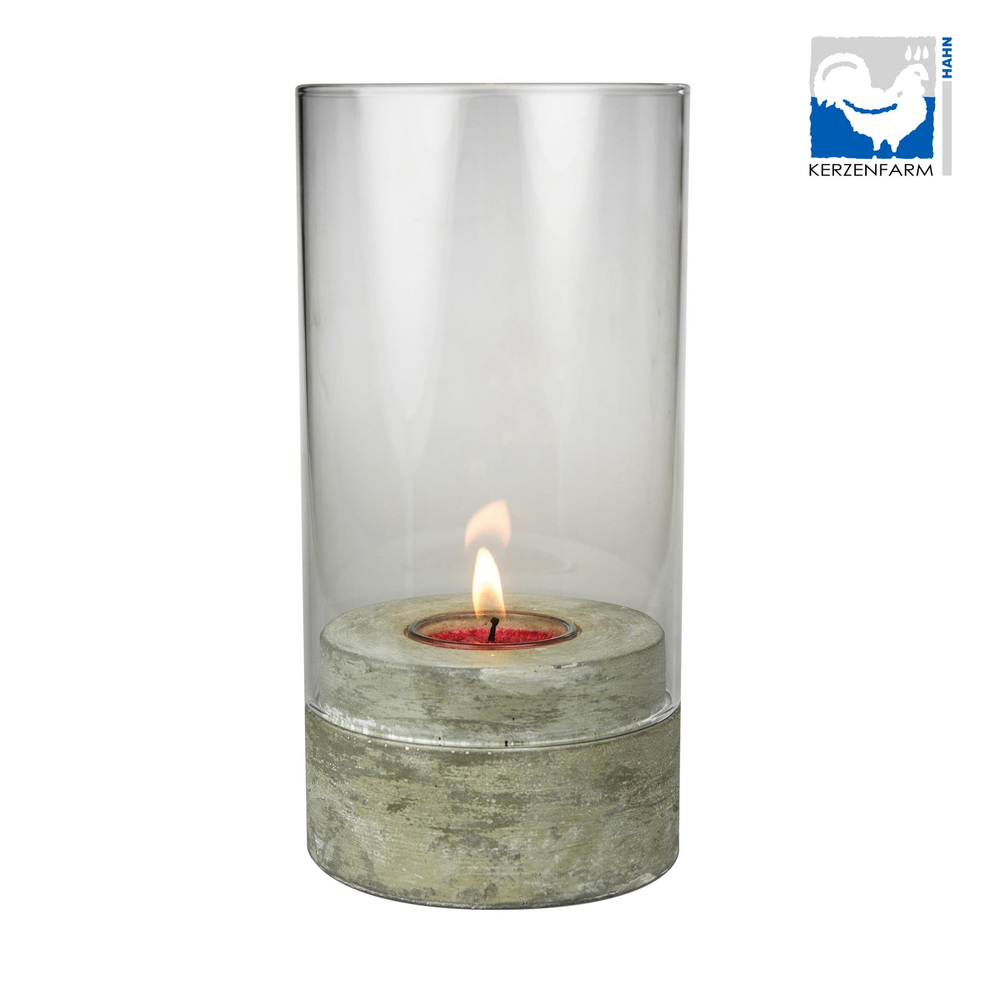 Teelichthalter, Stein mit Glaszylinder - 200x100mm