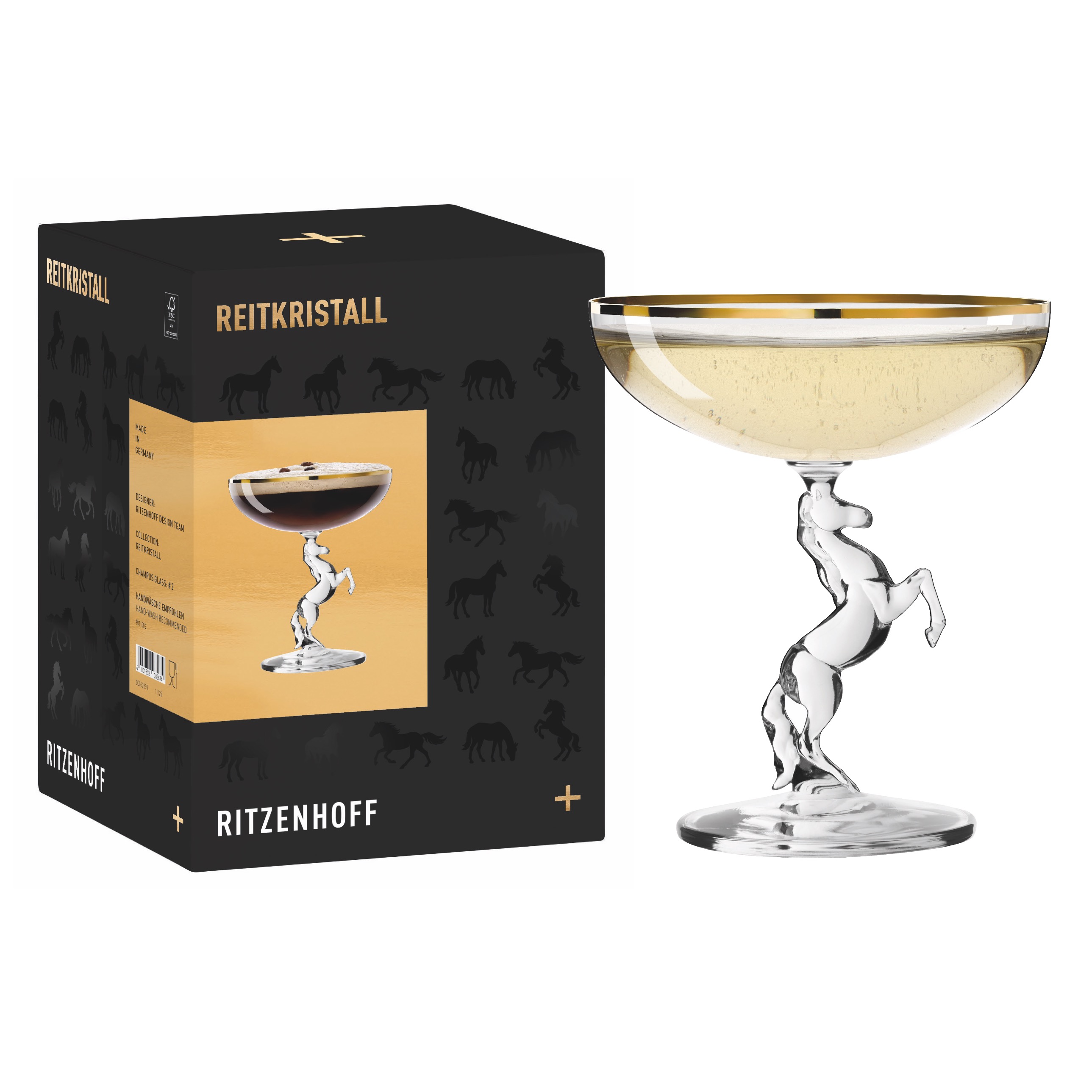 Ritzenhoff Champagnerglas Reitkristall - Bewegung Pferd