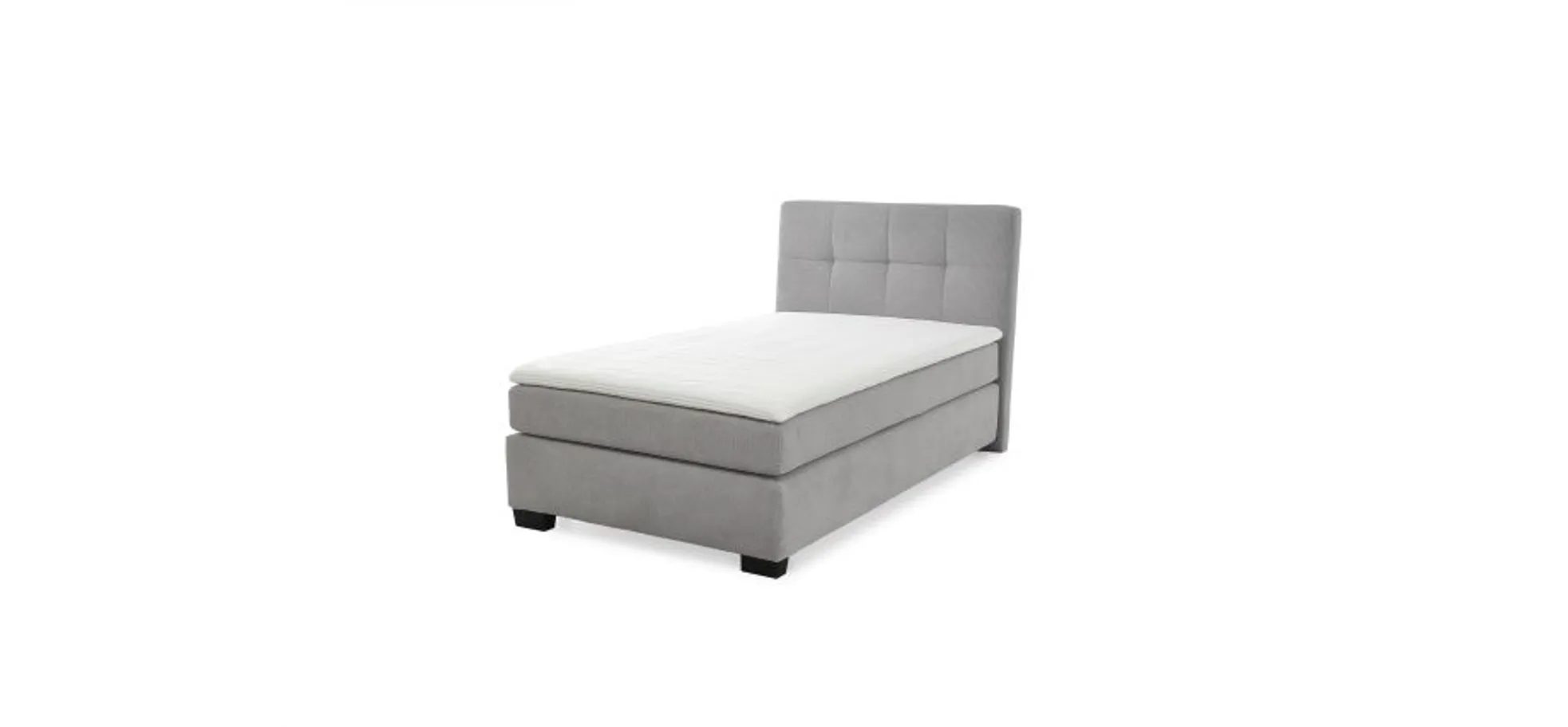 Boxspringbett JILA- Ligefläche ca. 120x200 cm, Stoff, Hellgrau