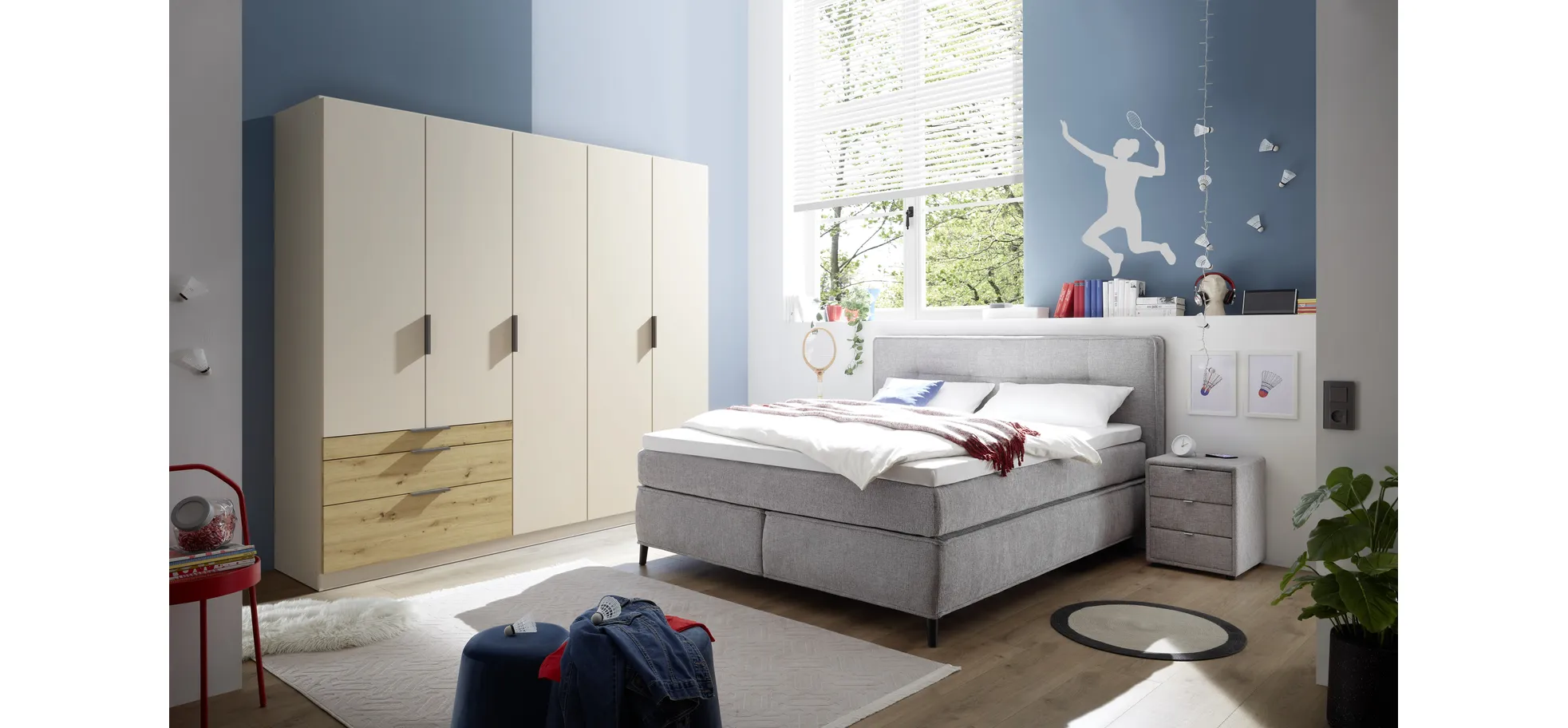 Drehtürenschrank, 5-türig, champagner - Rani