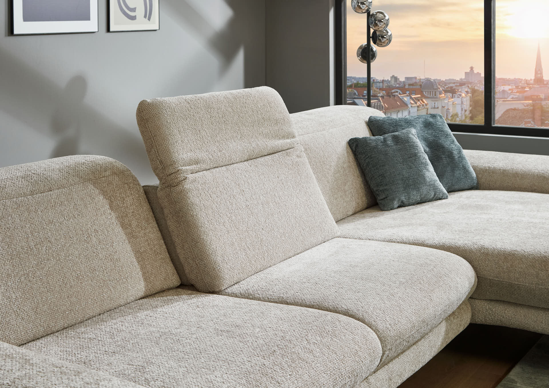 Ecksofa, Bezug natur, Federkern - LS24 Capizi