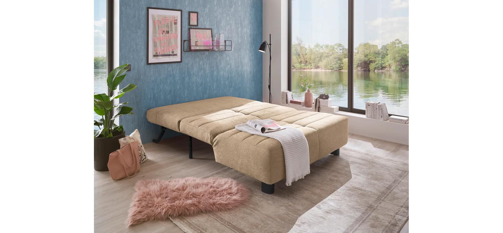 Faltsofa Easy - 2-Sitzer ohne Armlehne, ca. 140 cm inkl. Schlaffunktion, Stoff, Braun Faltsofa Easy - 2-Sitzer ohne Armlehne, ca. 140 cm inkl. Schlaffunktion, Stoff, Braun