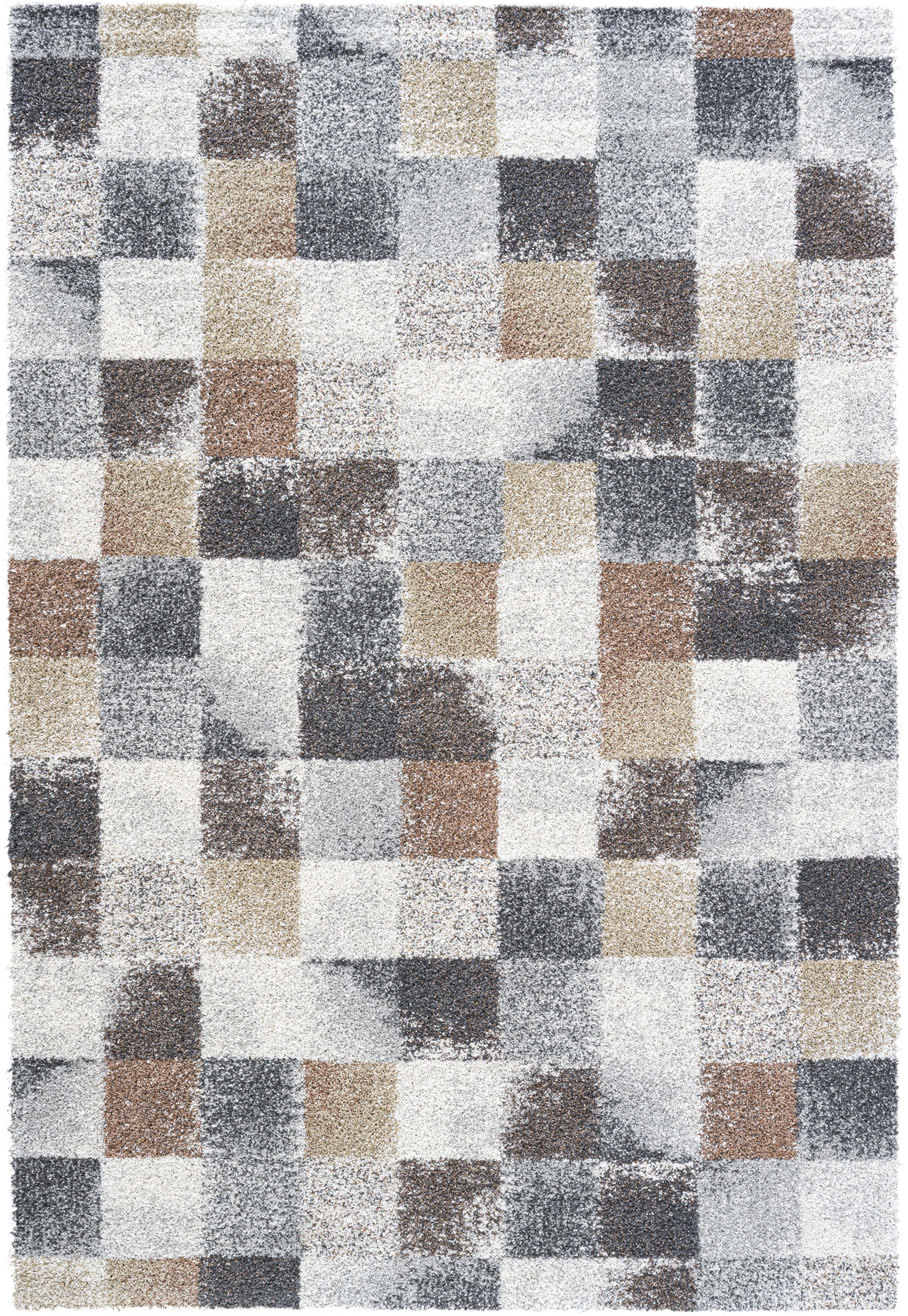 Webteppich, grau-goldfarben-braun, 80x150 cm  - Rehari