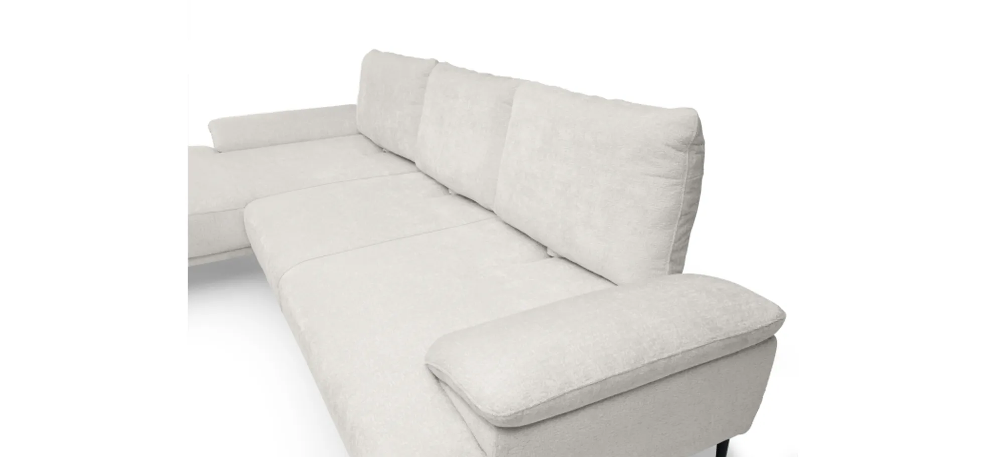 Ecksofa ENRIK - Ecke links, 2,5-Sitzer inkl. Sitztiefenverstellungen, Stoff, Hellgrau