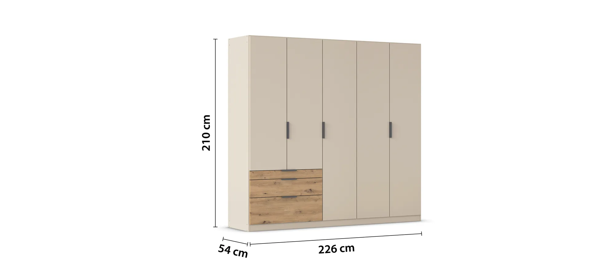Drehtürenschrank, 5-türig, champagner - Rani