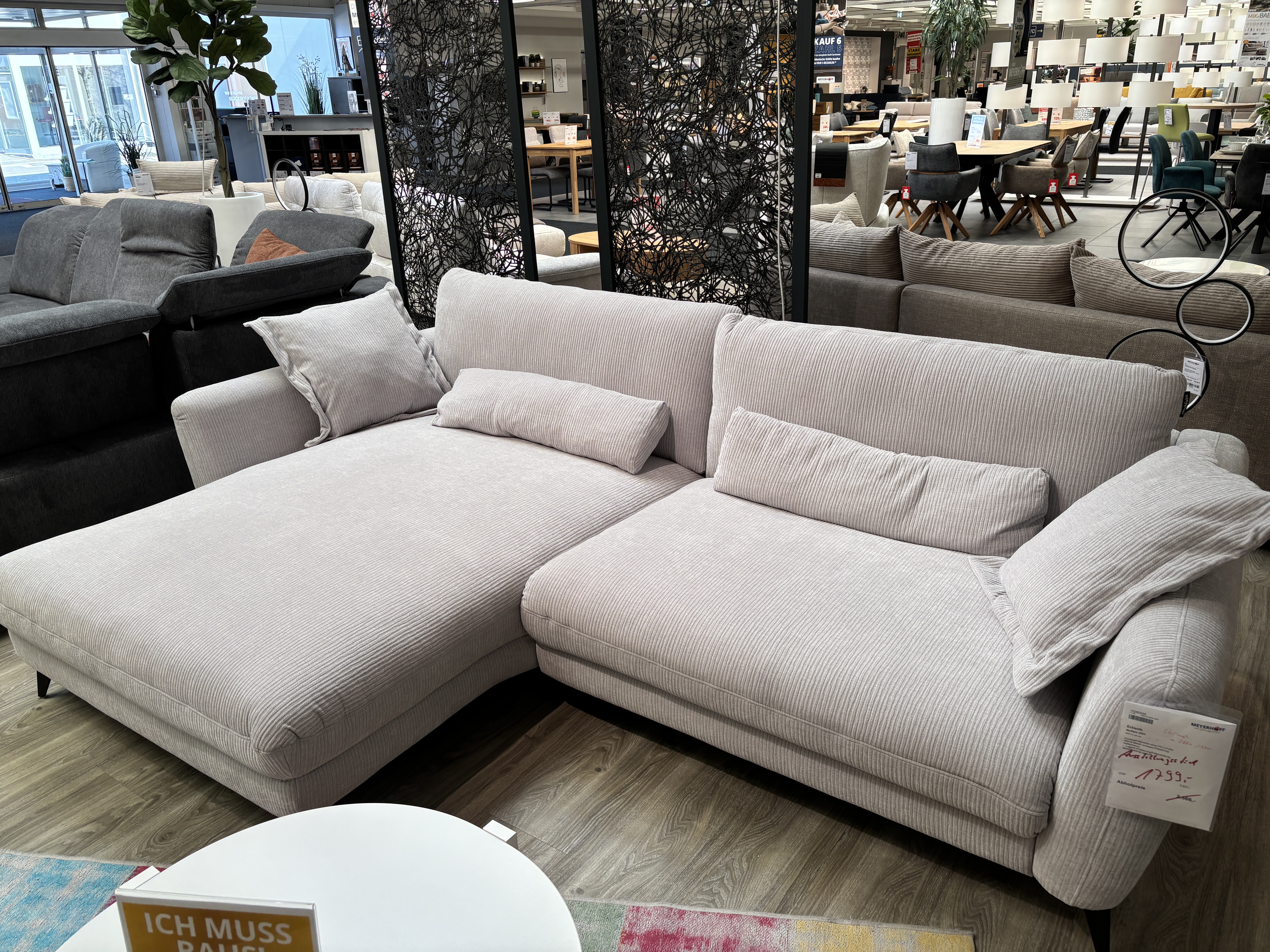 Ecksofa, Stoff Silver, Metallfüße schwarz - MyStyle 2004