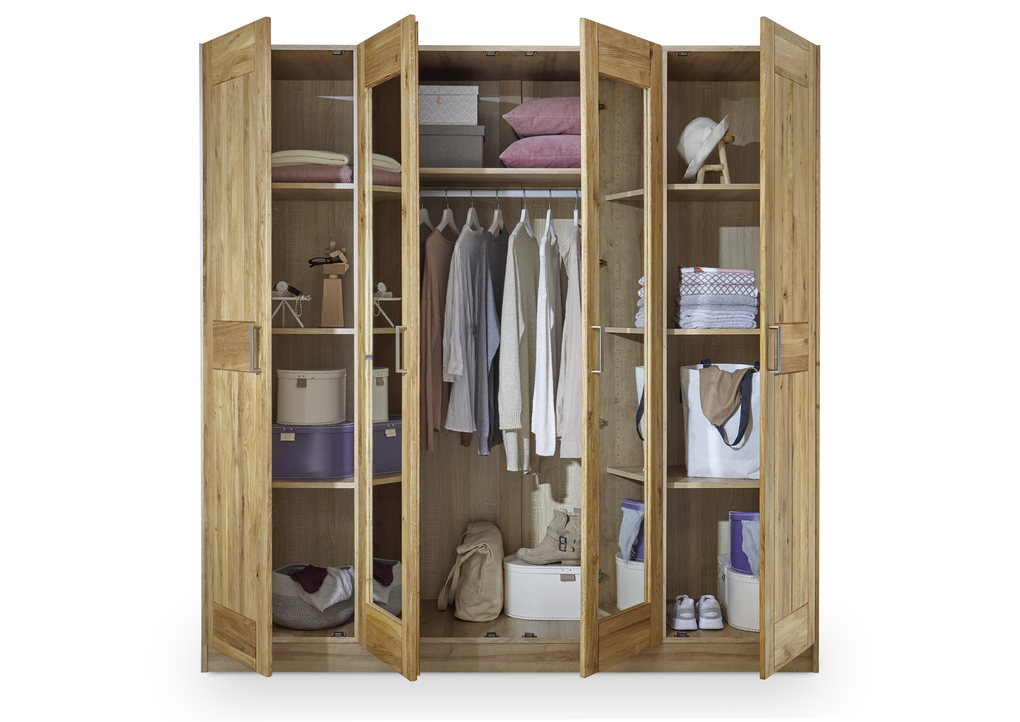 Kleiderschrank 4-trg. 2 Spiegel, Eiche - MyTrend318