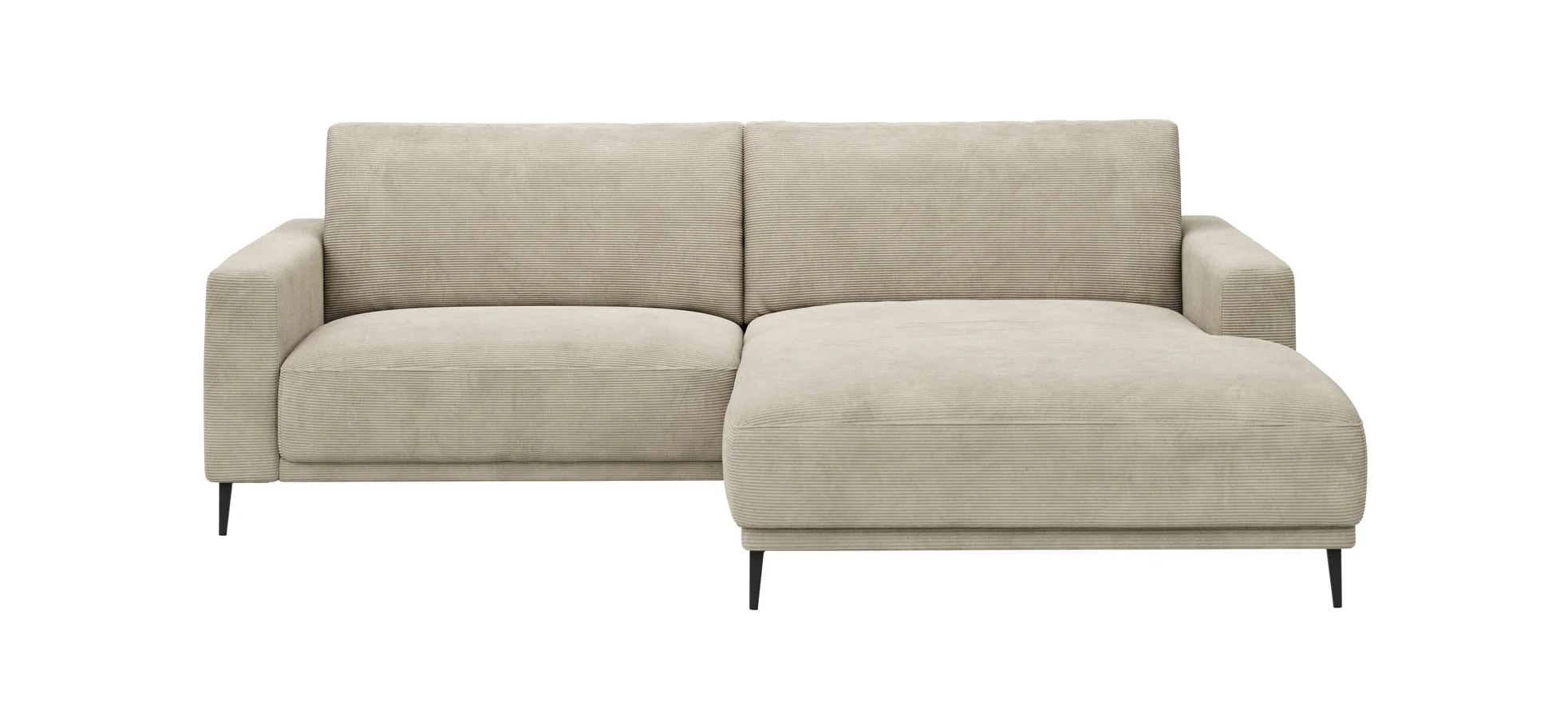 Ecksofa Solero - 1,5-Sitzer mit Longchair rechts, Stoff, Sand