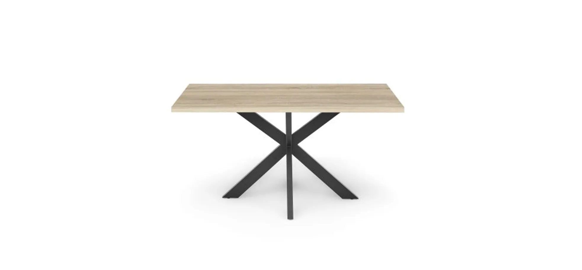 Esstisch - LB ca. 140x90 cm, Eiche sägerau, Schwarz