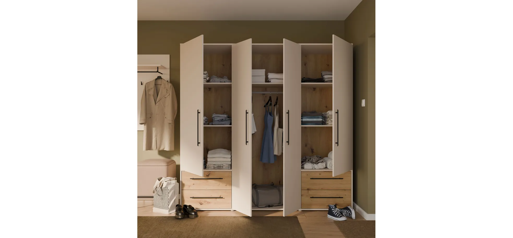 Drehtürenschrank, Dekor sand - Fathie