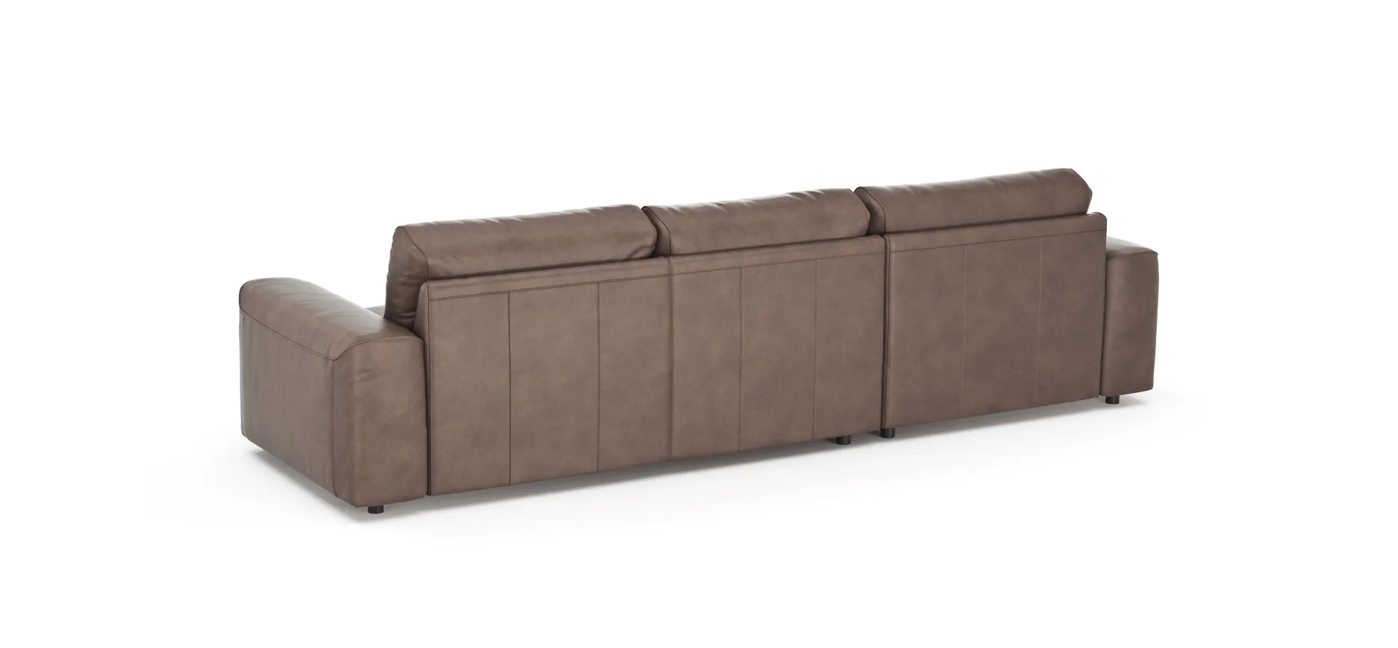 Ecksofa Balok - Longchair groß links mit 2,5-Sitzer, Leder, Dunkelbraun