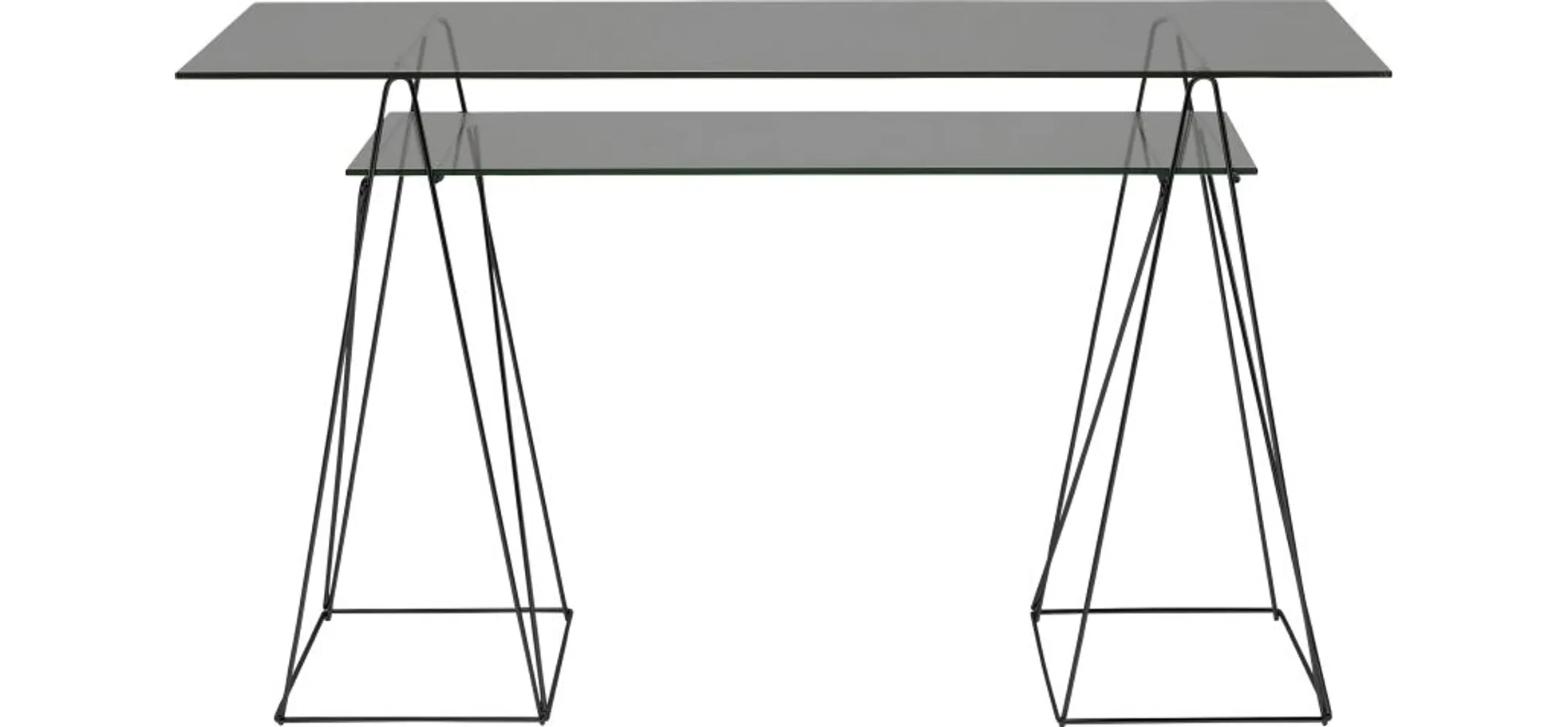 Schreibtisch - BHT ca. 130x72x65 cm, Metall, Schwarz, Glas