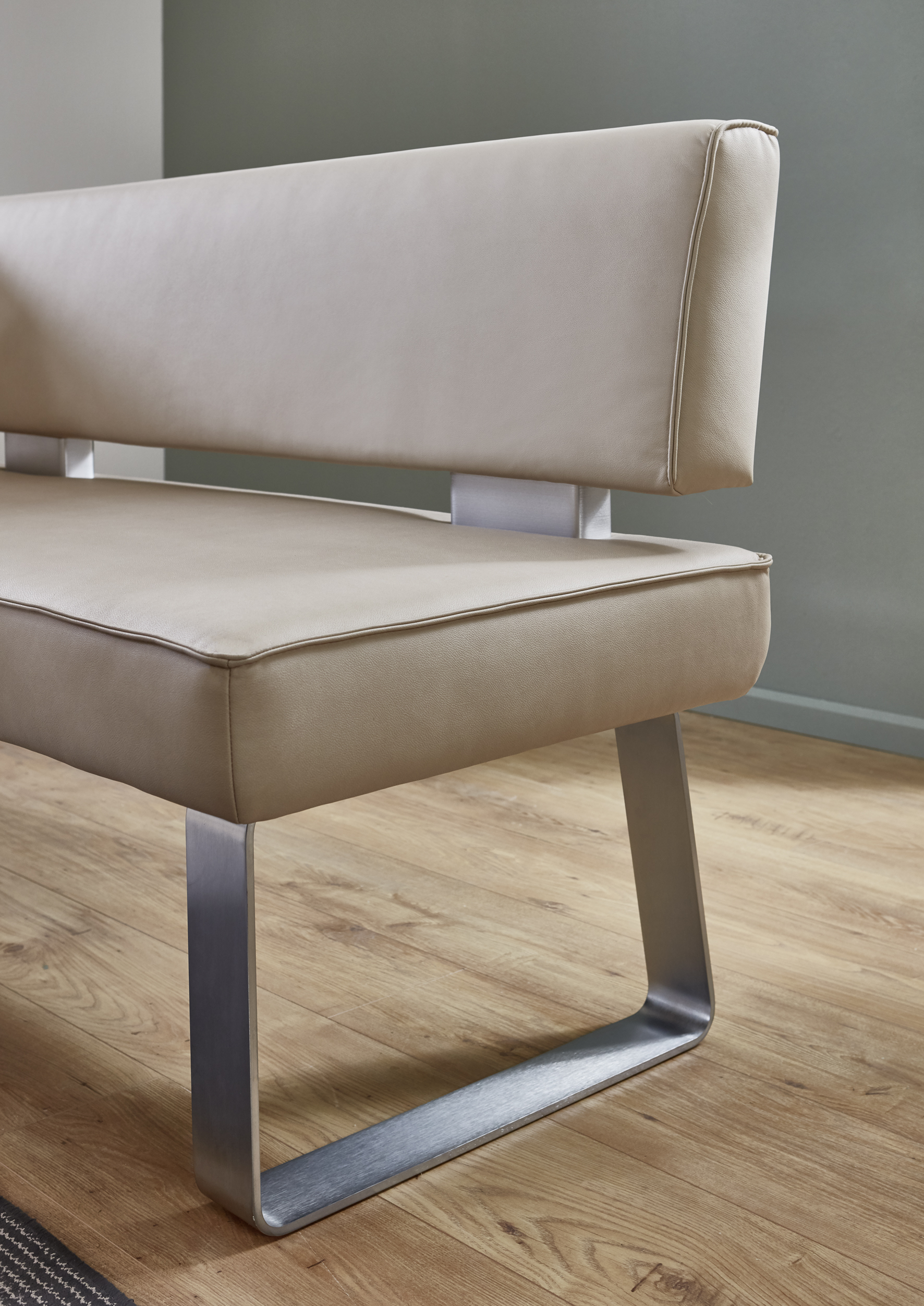 Eckbank, Bezug sand, Gestell Edelstahl - EM Variantes