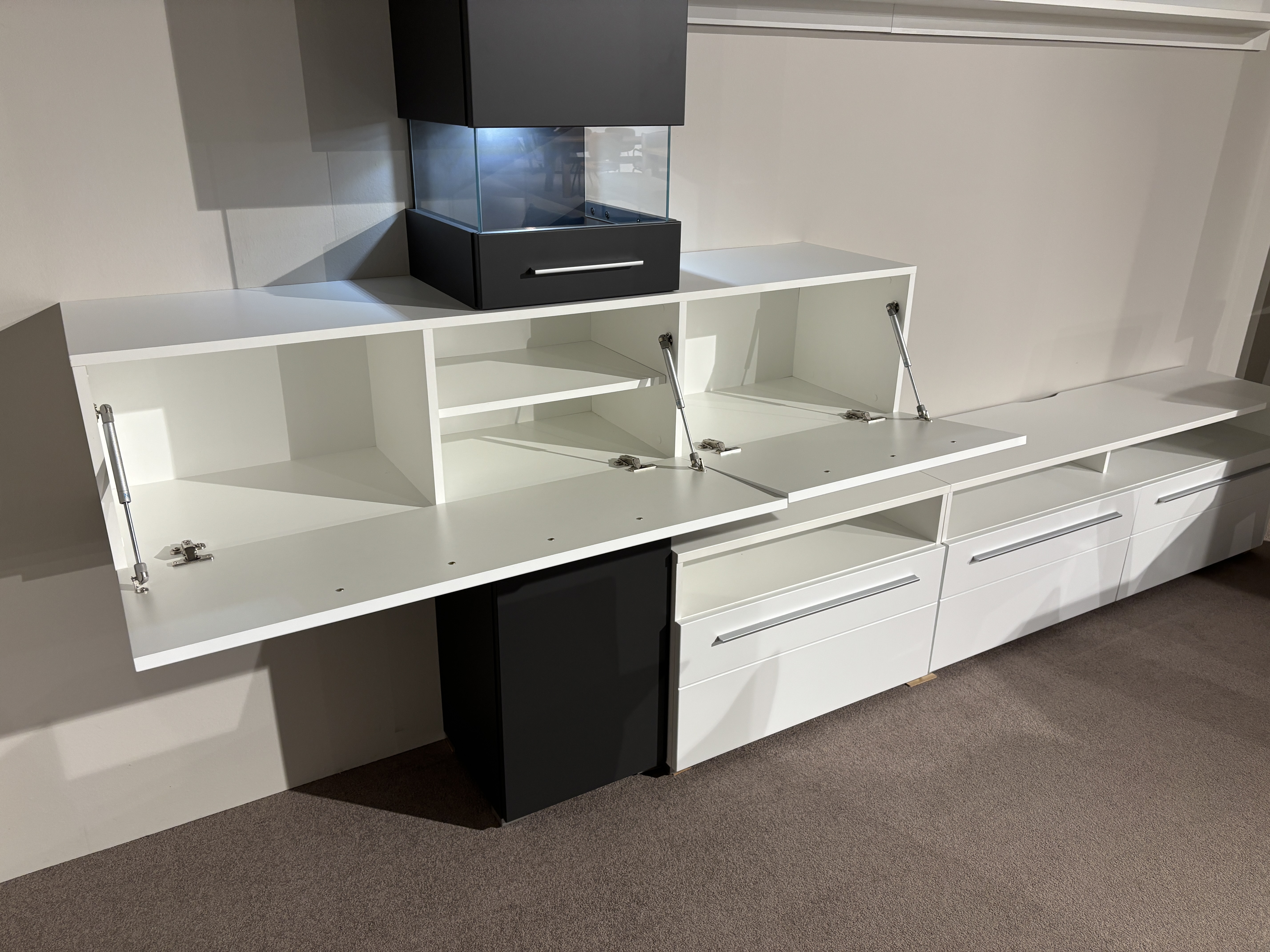 Wohnwand, weiß/graphit matt MDF - INKON