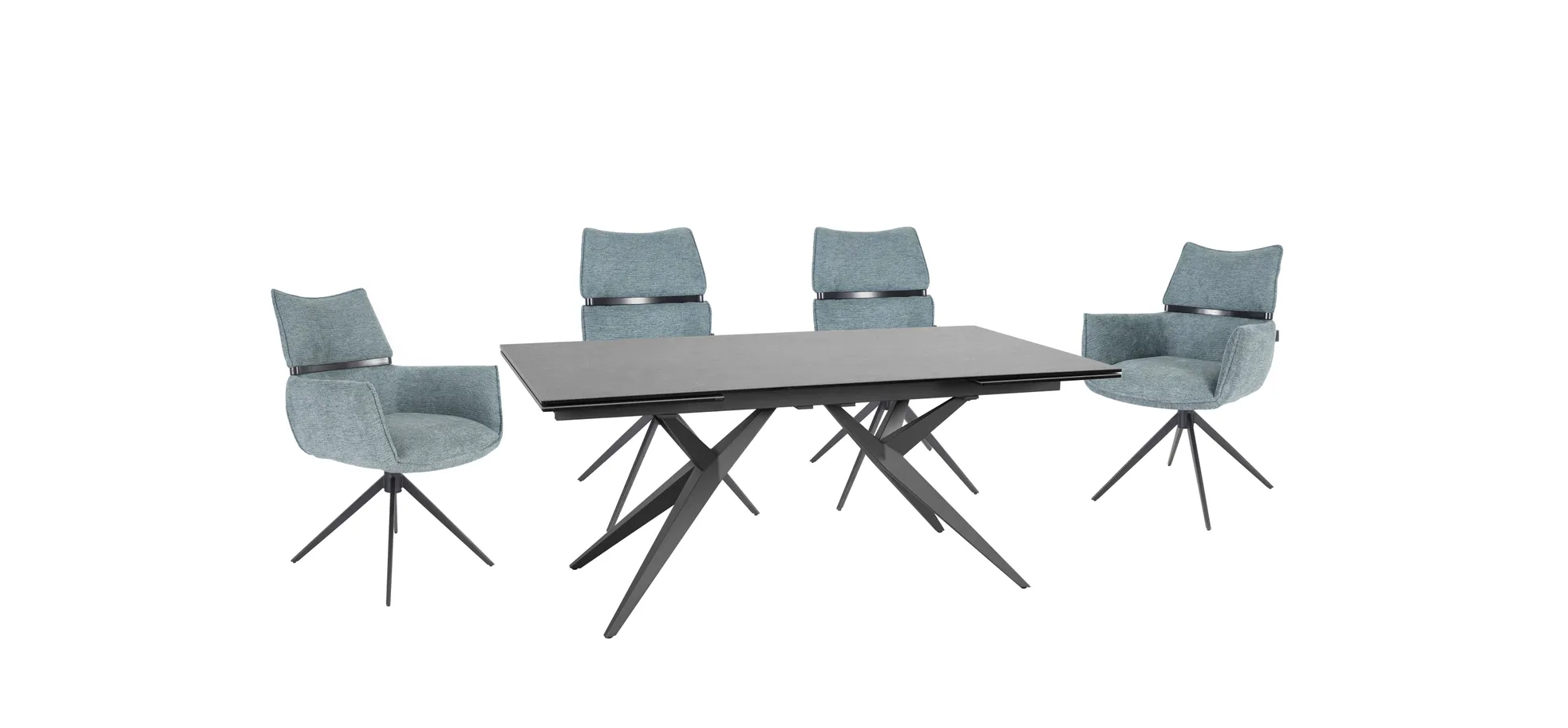 Esstisch, Glaskeramik dunkelgrau, ausziehbar - Michela