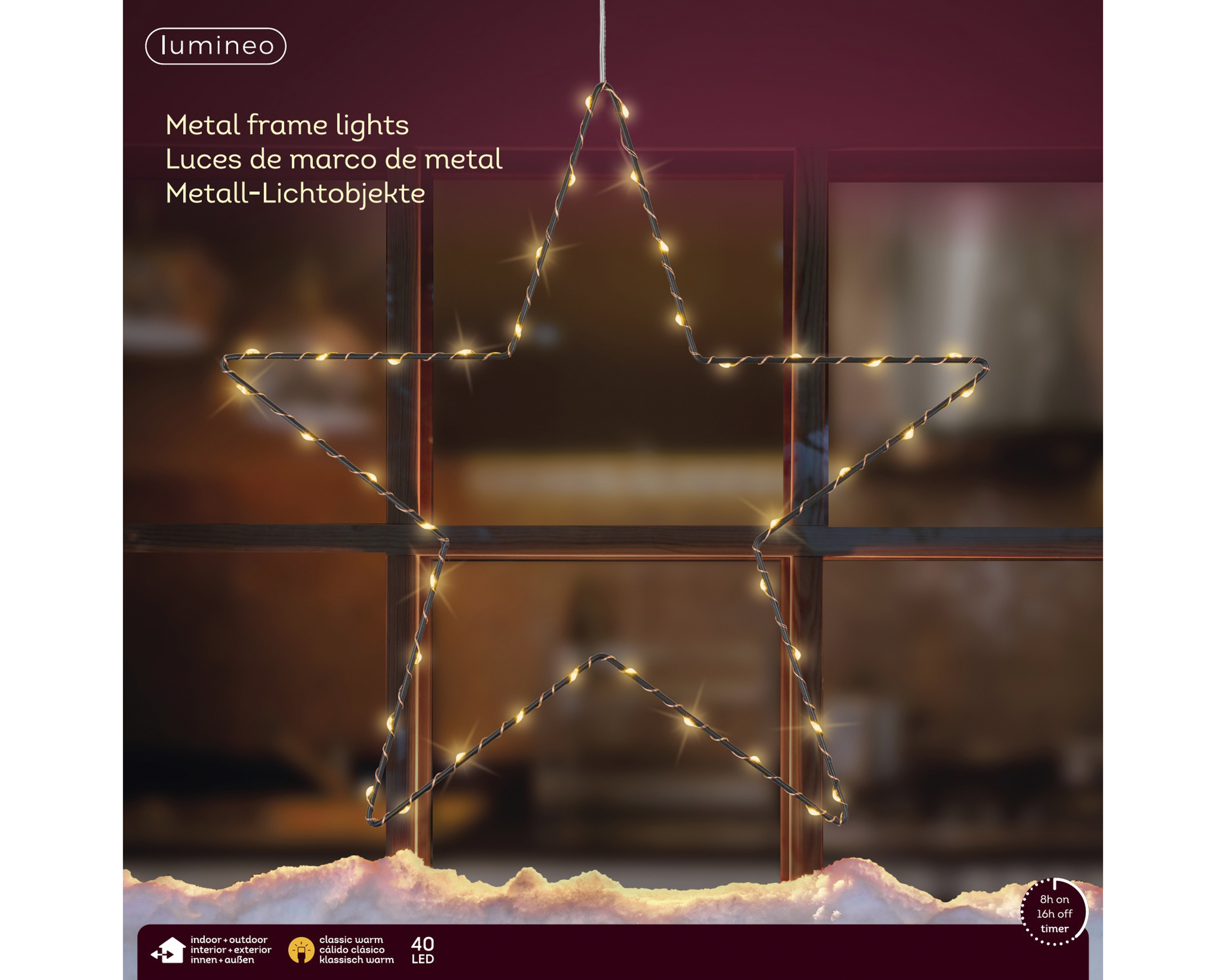 LED Stern - schwarz/klassisch warm, Metall, Ø35cm-30L