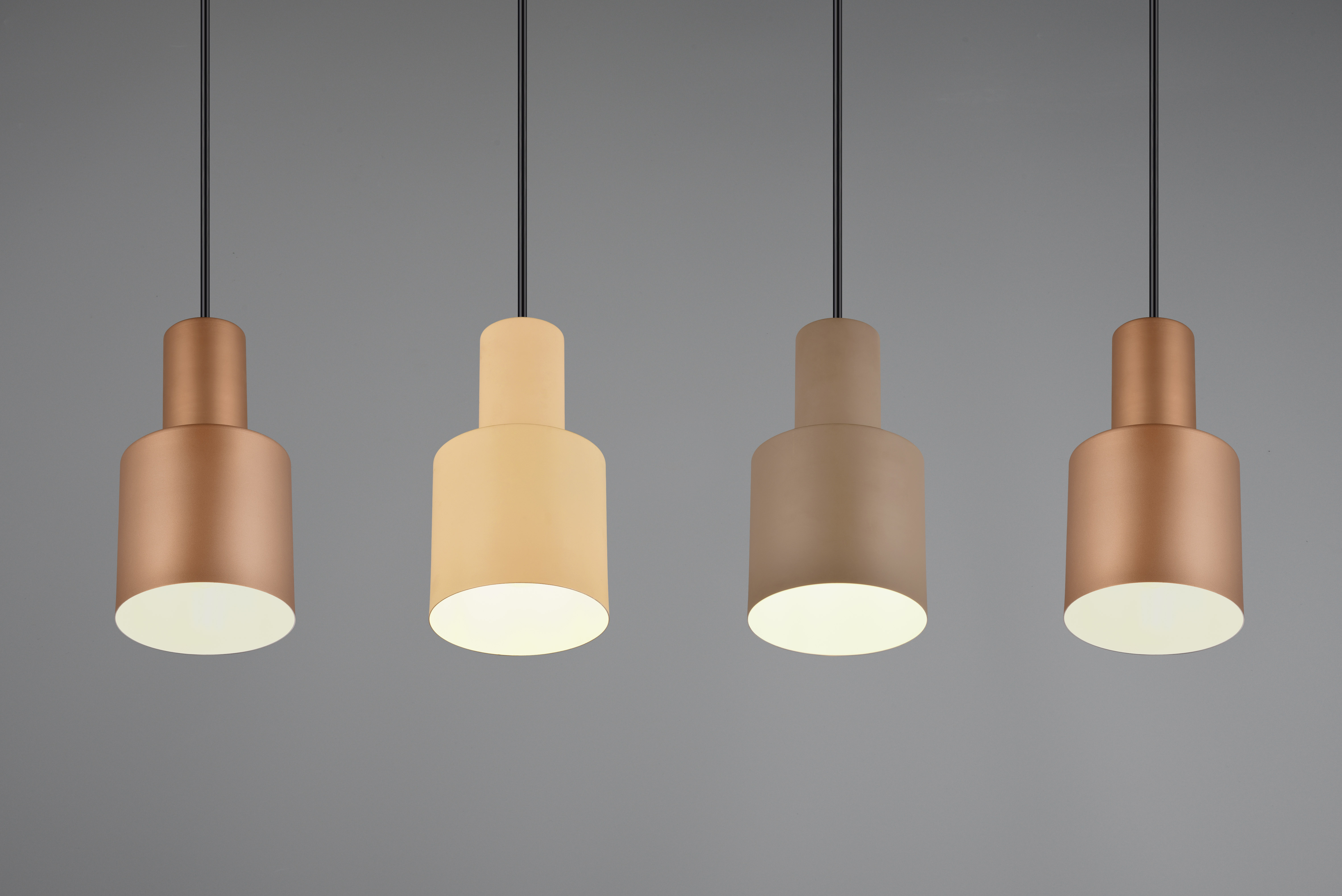 Pendelleuchte AGUDO - 4 Leuchtenschirme in Metall-Finish