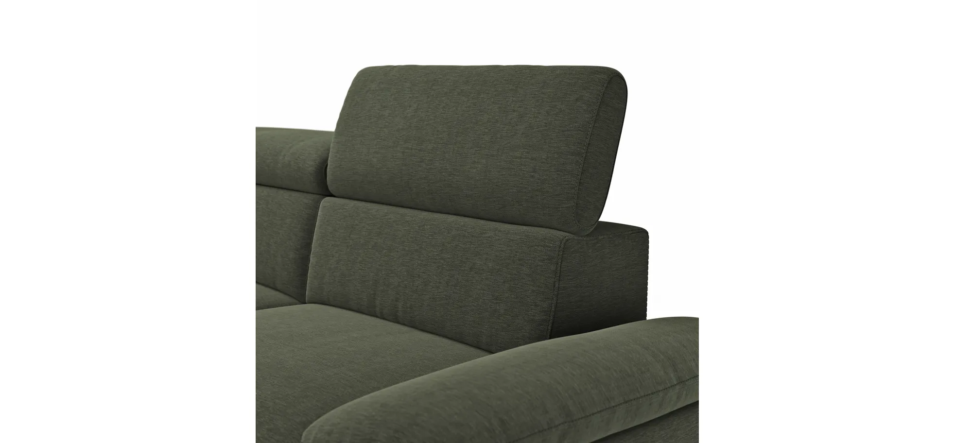 Ecksofa Felipa - Ecke links mit 2,5-Sitzer inkl. Armlehne verstellbar und Rückenlehne/Sitztiefe verstellbar (motorisch), Stoff, Dunkelgrün