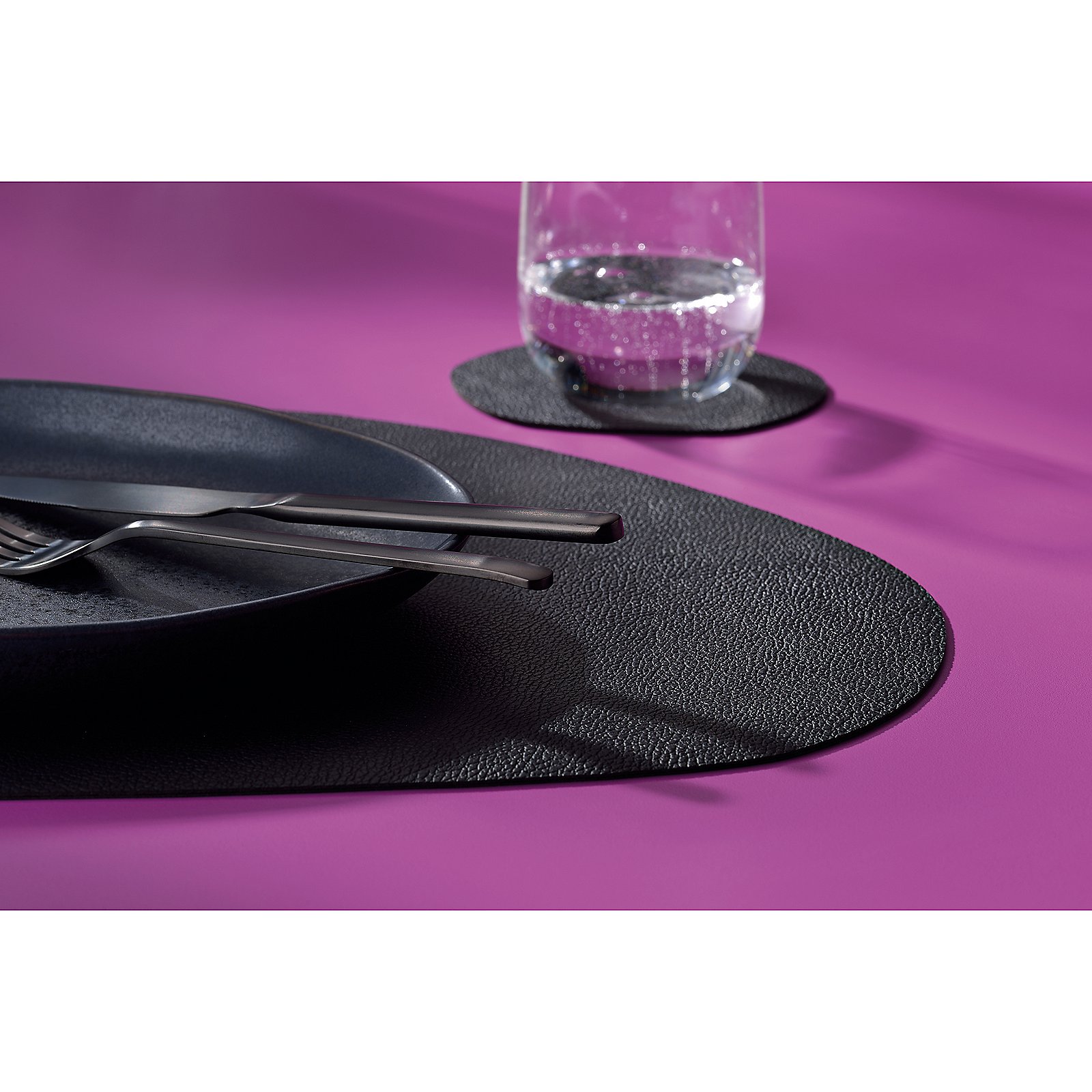 Tisch-Set Stone 30x0,2x45 cm - PU-Leder schwarz