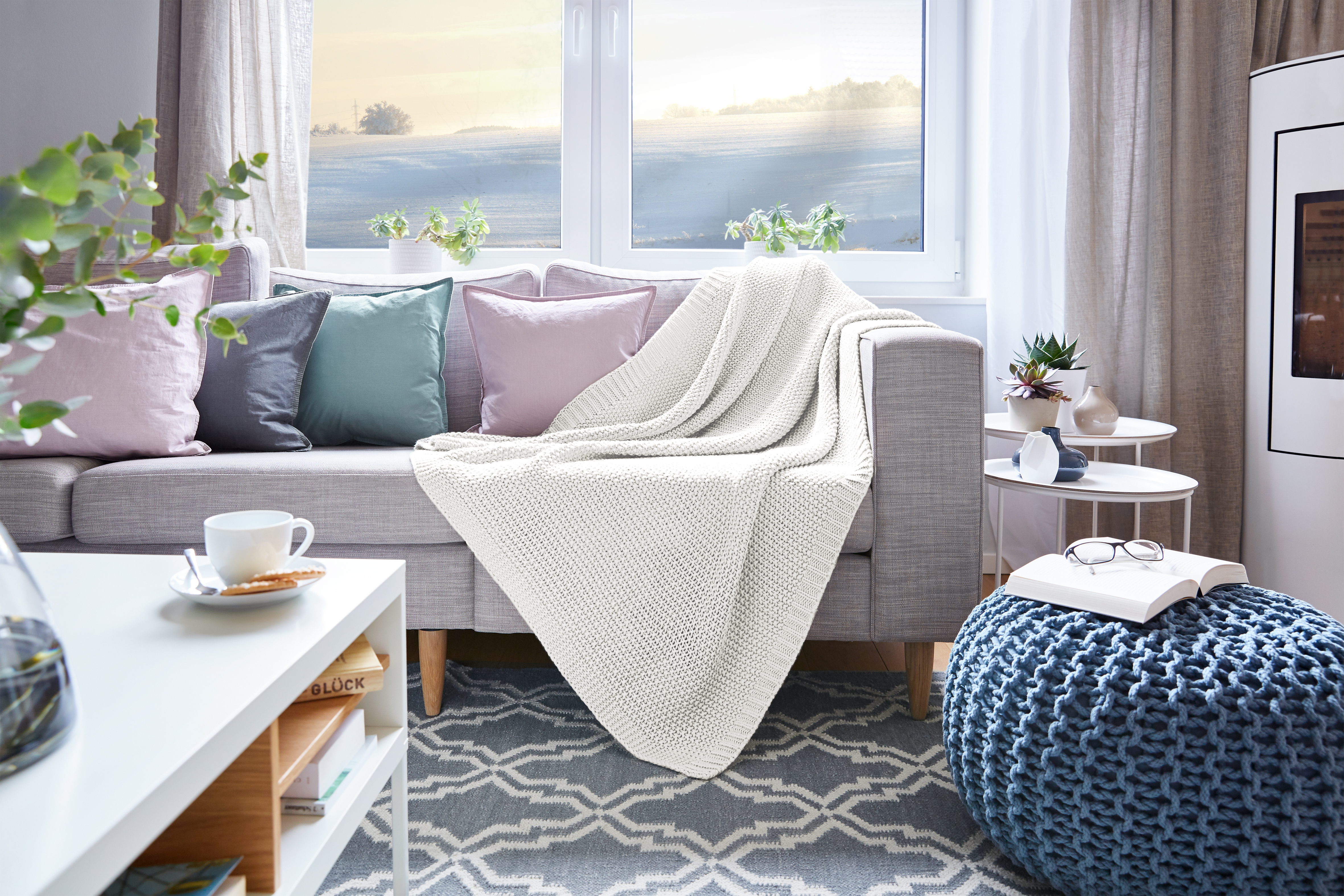 Wohndecke, Strick - 130x170 cm, weiß