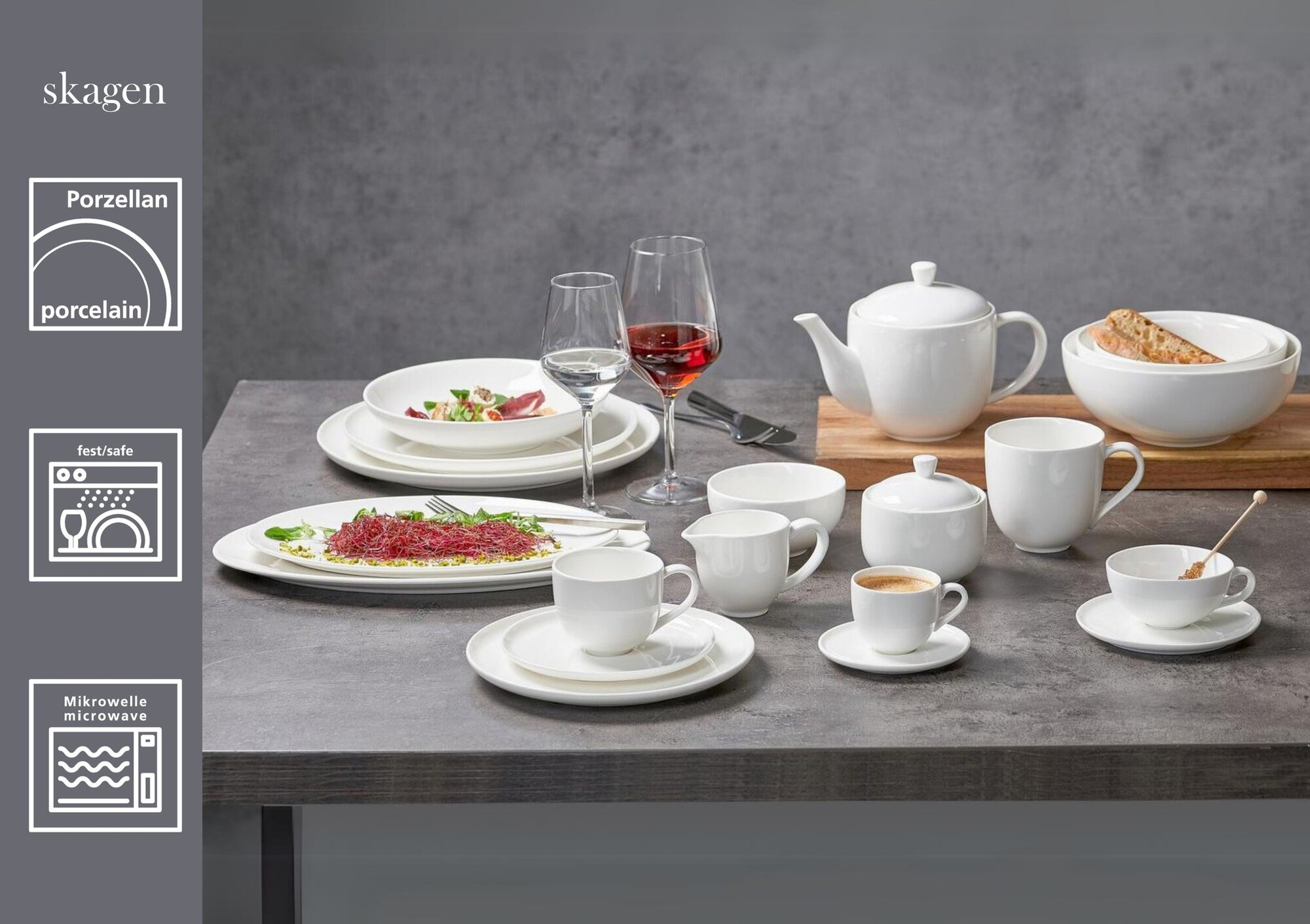 Tee-Obertasse Skagen Weiss 180 ml - Porzellan, spülmaschinenfest, rund, weiß