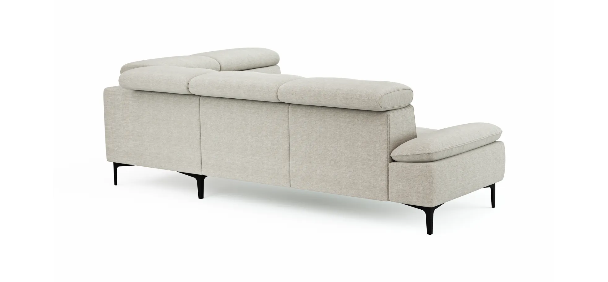 Ecksofa Felipa - 2,5-Sitzer mit Ecke rechts inkl. Kopfteil verstellbar, Stoff, Natur