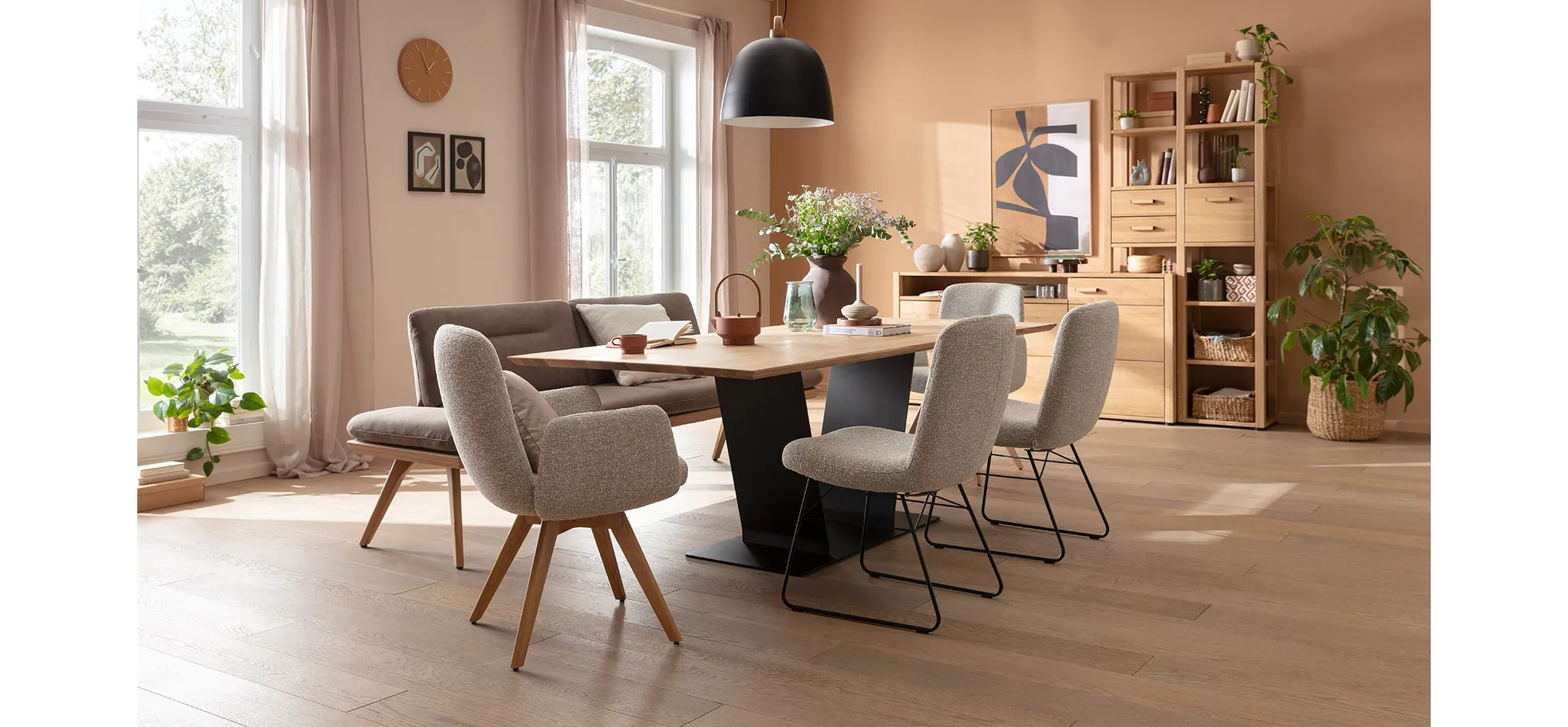 Solobank, Asteiche natur, Rasterbeschlag - Natura home Kamari