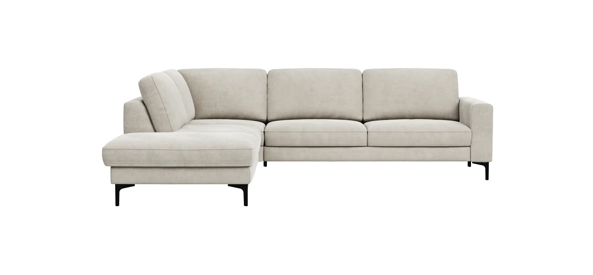 Ecksofa Oviedo - 2,5-Sitzer mit Ecke rechts, Stoff, Natur
